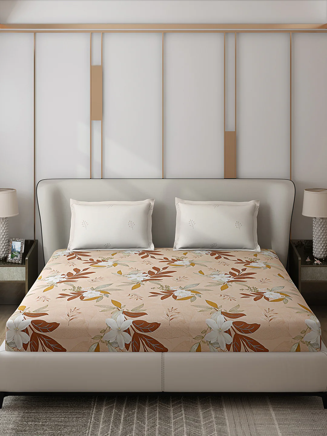 130 GSM Polyester Double Bed 1 Bedsheet with 2 Pillow Covers (Edmond) - Image 3