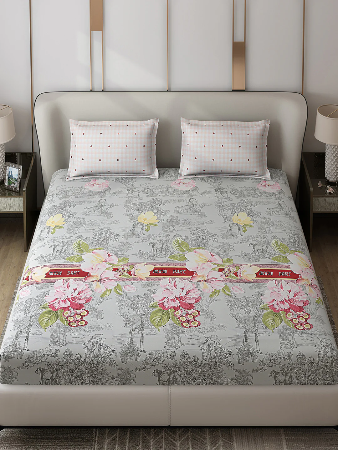 130 GSM Polyester Double Bed 1 Bedsheet with 2 Pillow Covers (Edmond) - Image 2