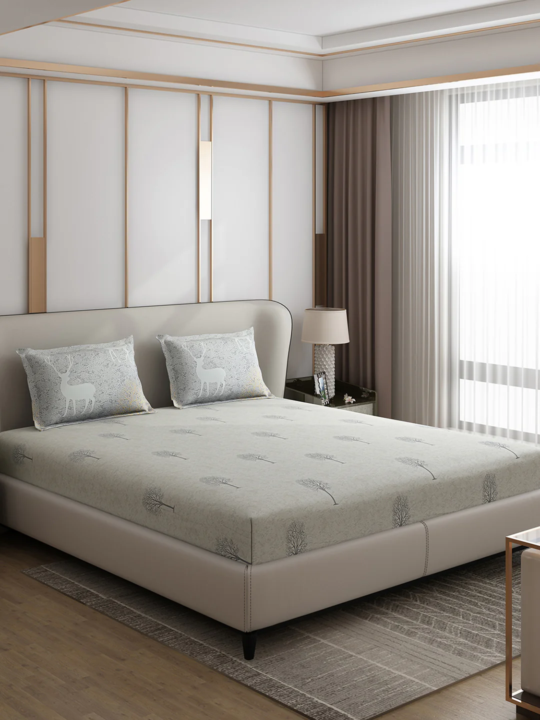 130 GSM Polyester Double Bed 1 Bedsheet with 2 Pillow Covers (Edmond) - Image 4
