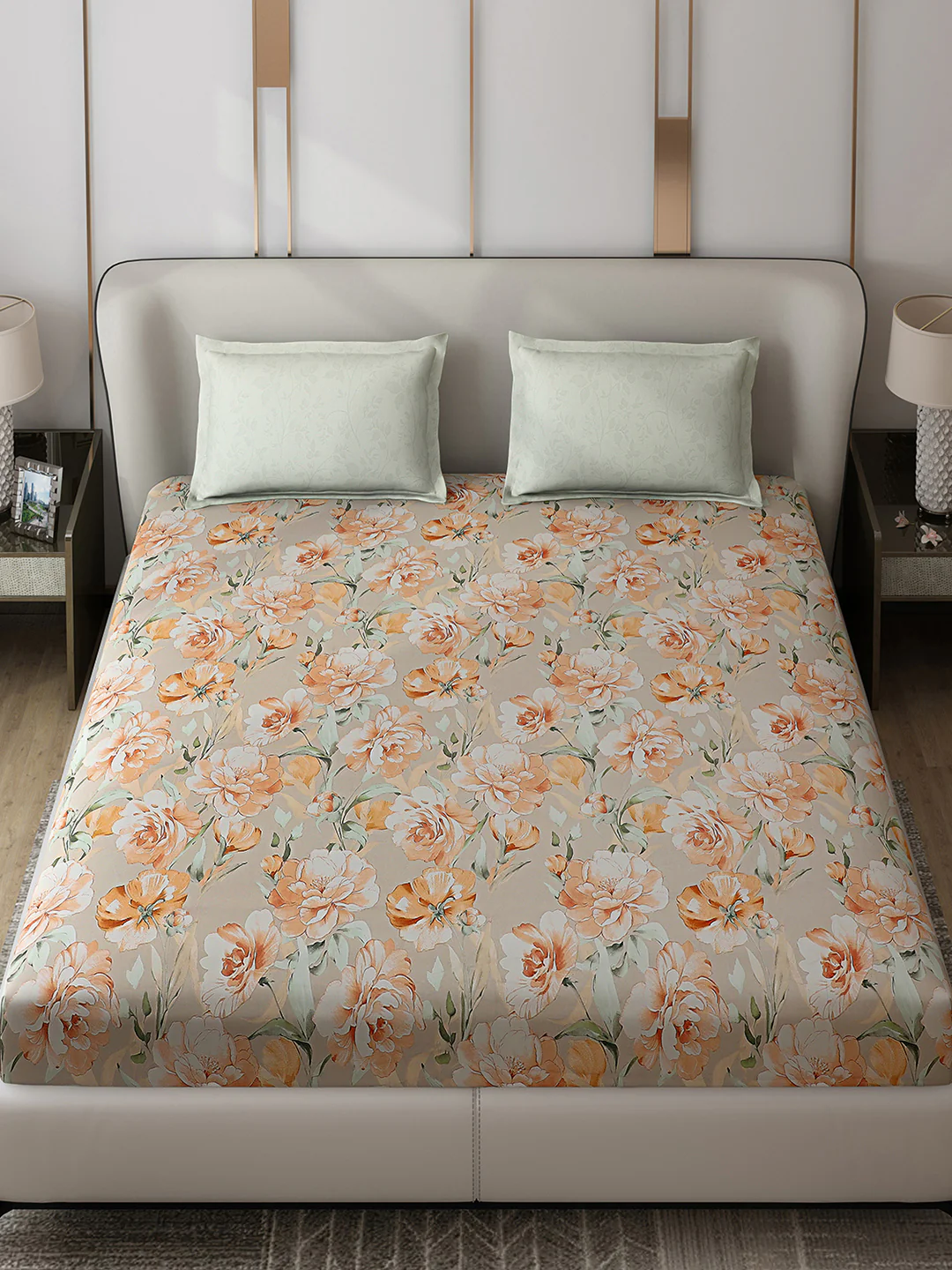 130 GSM Polyester Double Bed 1 Bedsheet with 2 Pillow Covers (Edmond) - Image 2