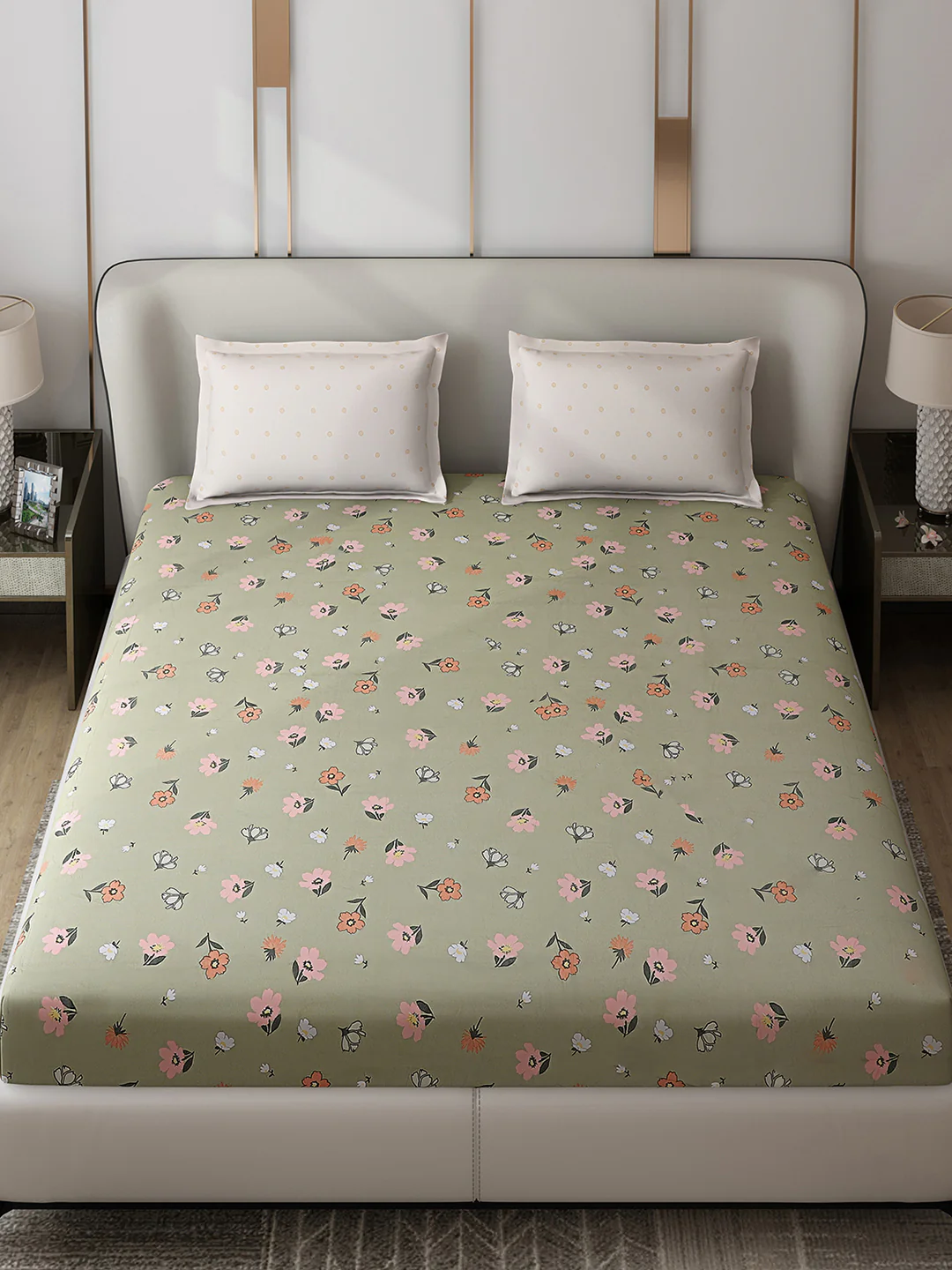 130 GSM Polyester Double Bed 1 Bedsheet with 2 Pillow Covers (Edmond) - Image 2