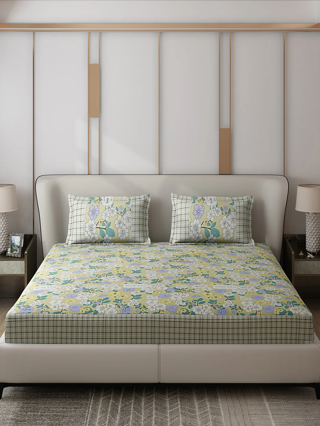130 GSM Polyester Double Bed 1 Bedsheet with 2 Pillow Covers (Essence) - Image 3