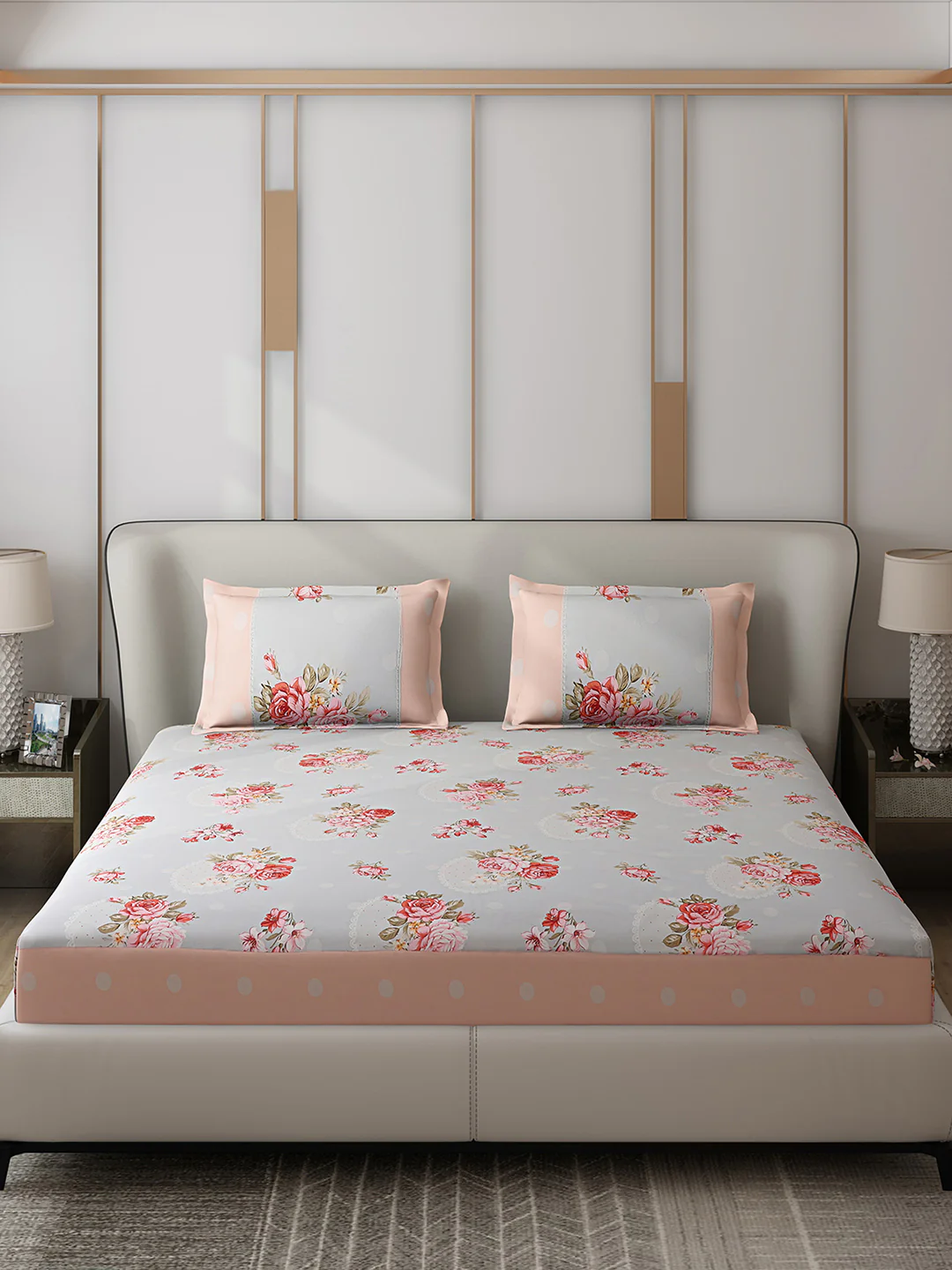 130 GSM Polyester Double Bed 1 Bedsheet with 2 Pillow Covers (Essence) - Image 3