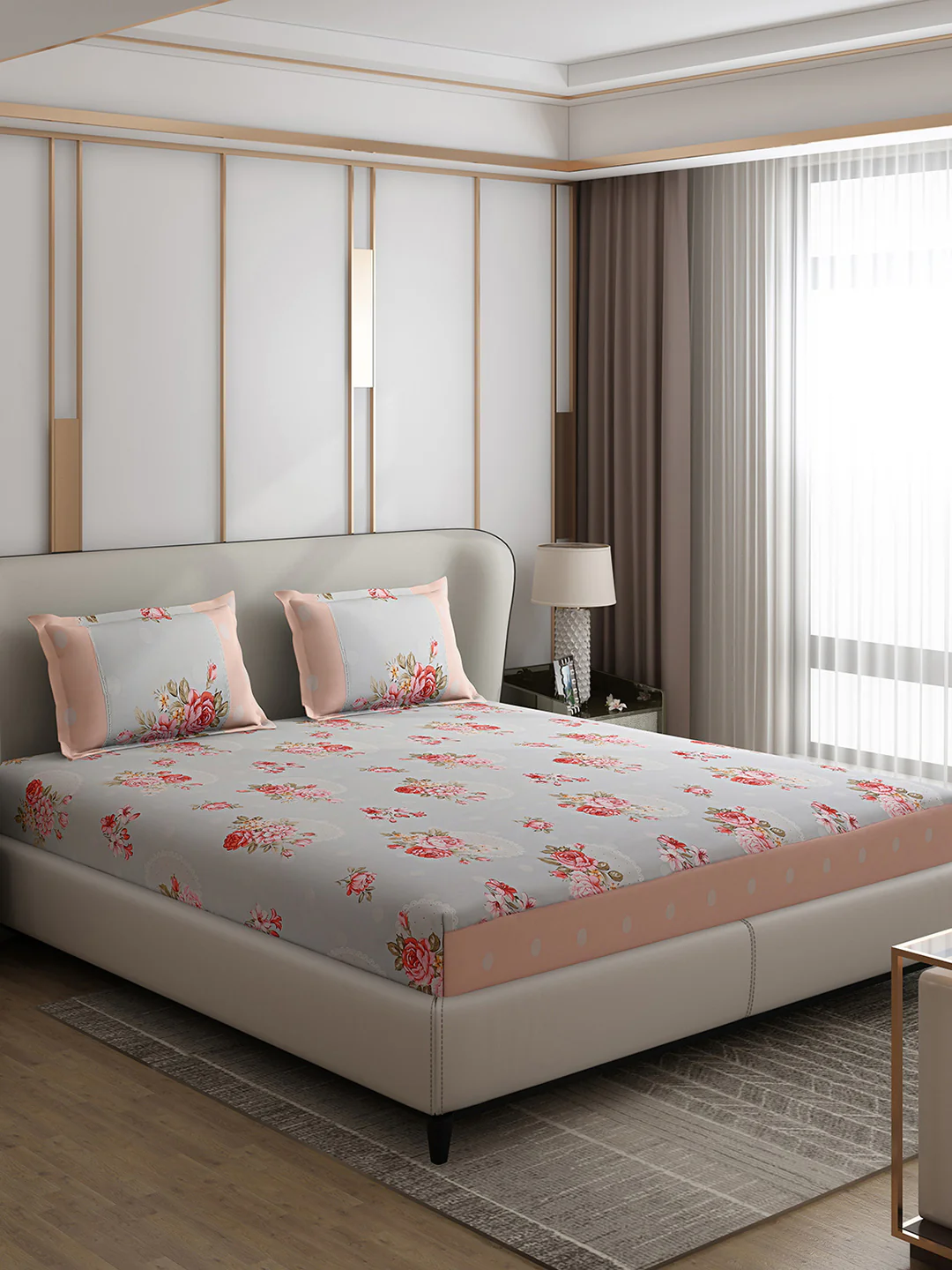130 GSM Polyester Double Bed 1 Bedsheet with 2 Pillow Covers (Essence) - Image 4