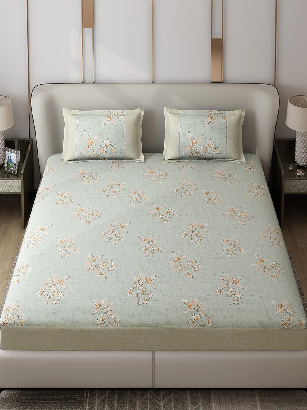 130 GSM Polyester Double Bed 1 Bedsheet with 2 Pillow Covers (Essence) - Image 2