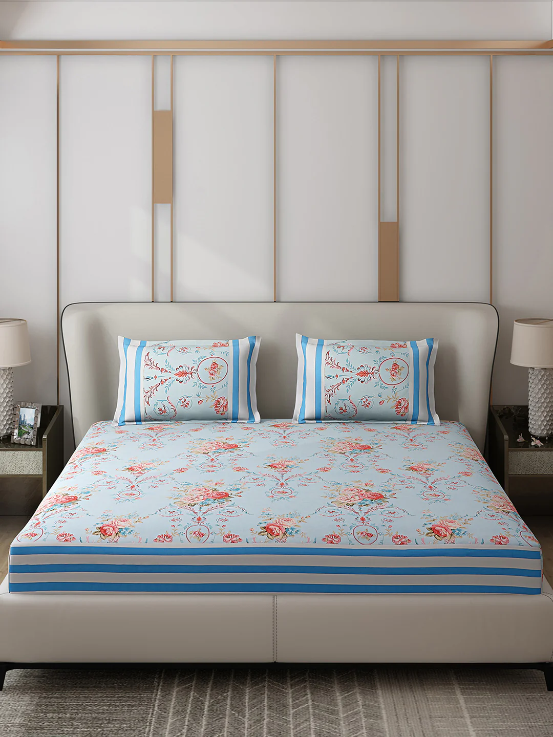 130 GSM Polyester Double Bed 1 Bedsheet with 2 Pillow Covers (Essence) - Image 3