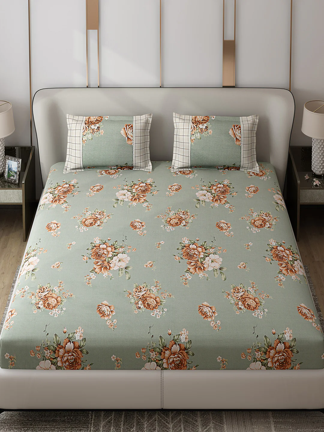 130 GSM Polyester Double Bed 1 Bedsheet with 2 Pillow Covers (Essence) - Image 2