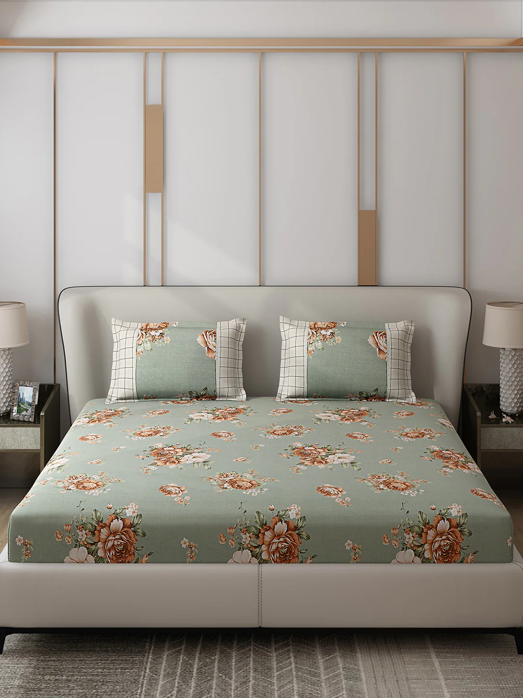 130 GSM Polyester Double Bed 1 Bedsheet with 2 Pillow Covers (Essence) - Image 3