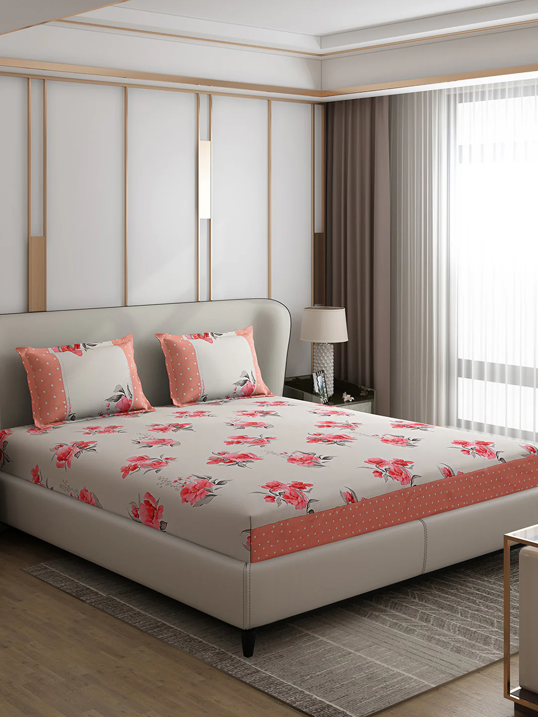 130 GSM Polyester Double Bed 1 Bedsheet with 2 Pillow Covers (Essence) - Image 4