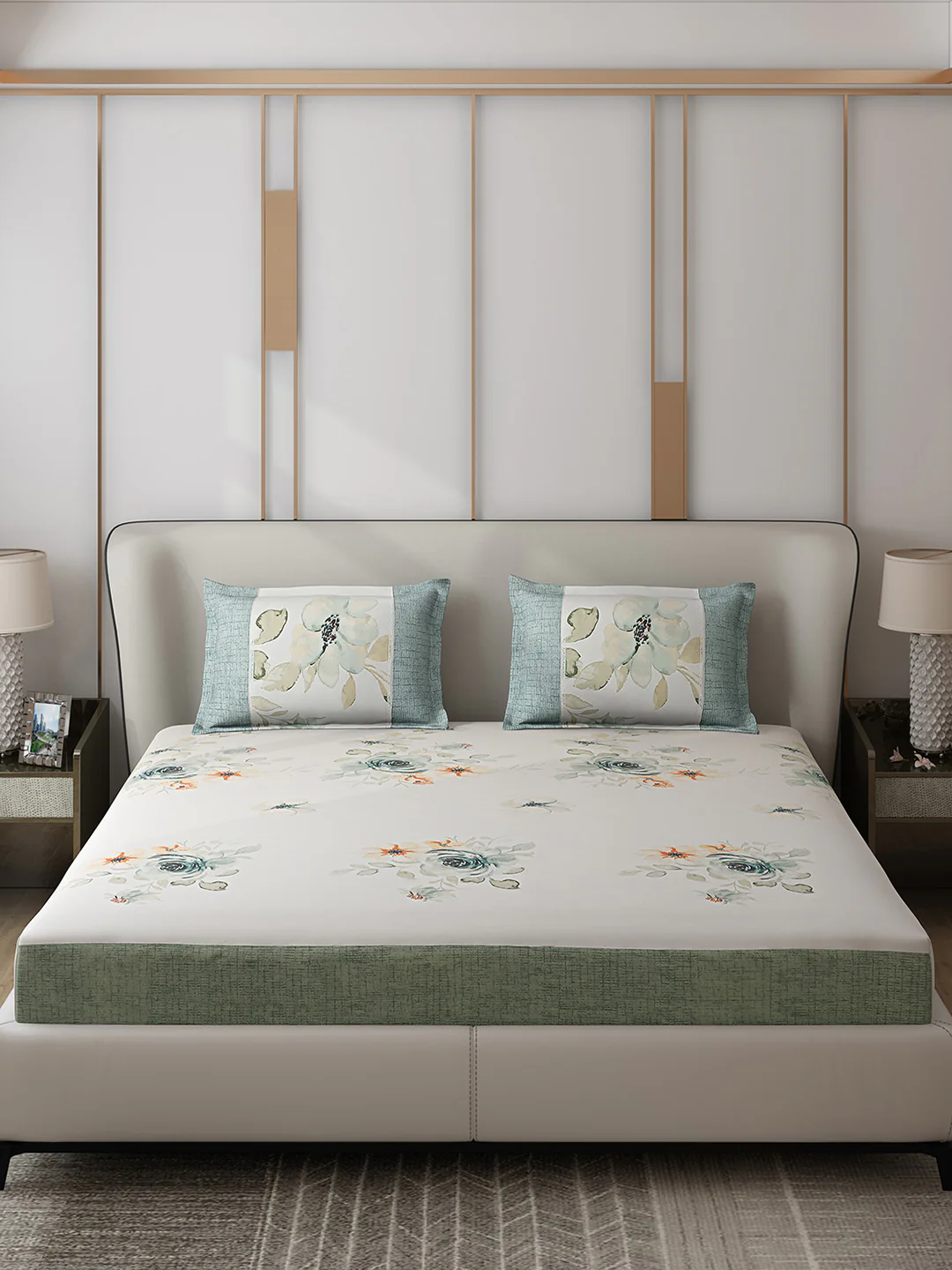 130 GSM Polyester Double Bed 1 Bedsheet with 2 Pillow Covers (Essence) - Image 3