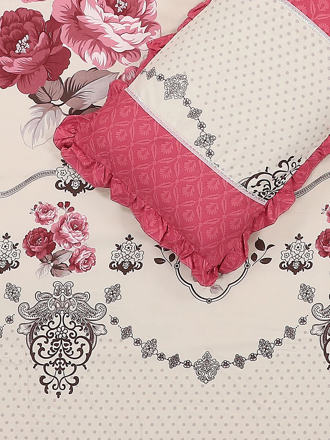 130 GSM Polyester Double Bed 1 Bedsheet with 2 Pillow Covers (Essence) - Image 5