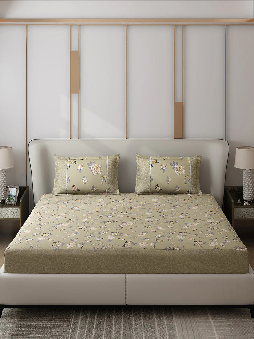 130 GSM Polyester Double Bed 1 Bedsheet with 2 Pillow Covers (Essence) - Image 3
