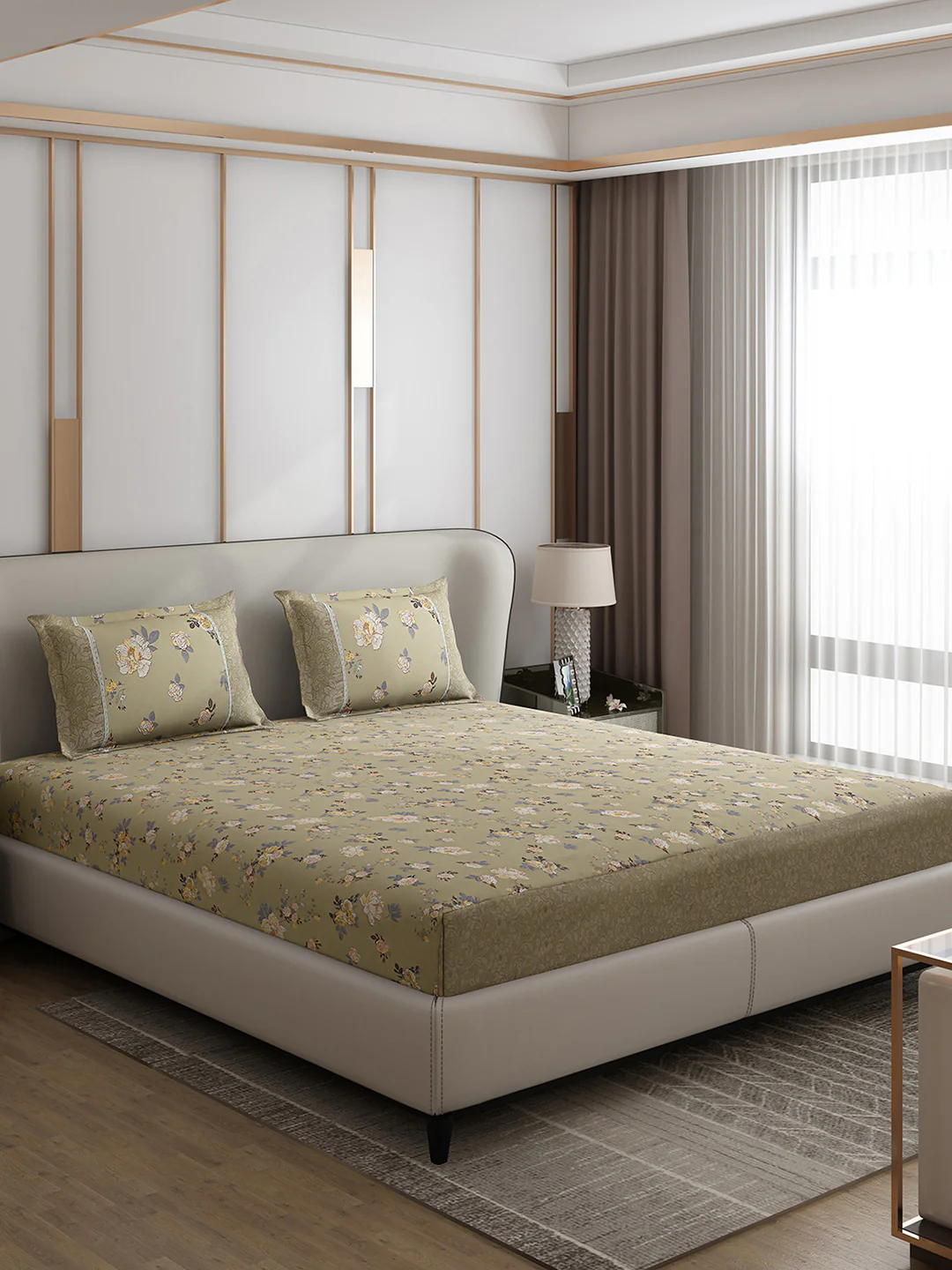 130 GSM Polyester Double Bed 1 Bedsheet with 2 Pillow Covers (Essence) - Image 4