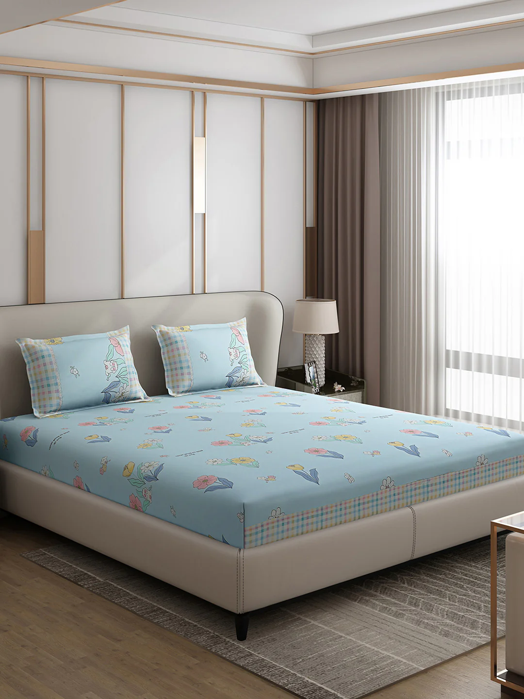 130 GSM Polyester Double Bed 1 Bedsheet with 2 Pillow Covers (Essence) - Image 4