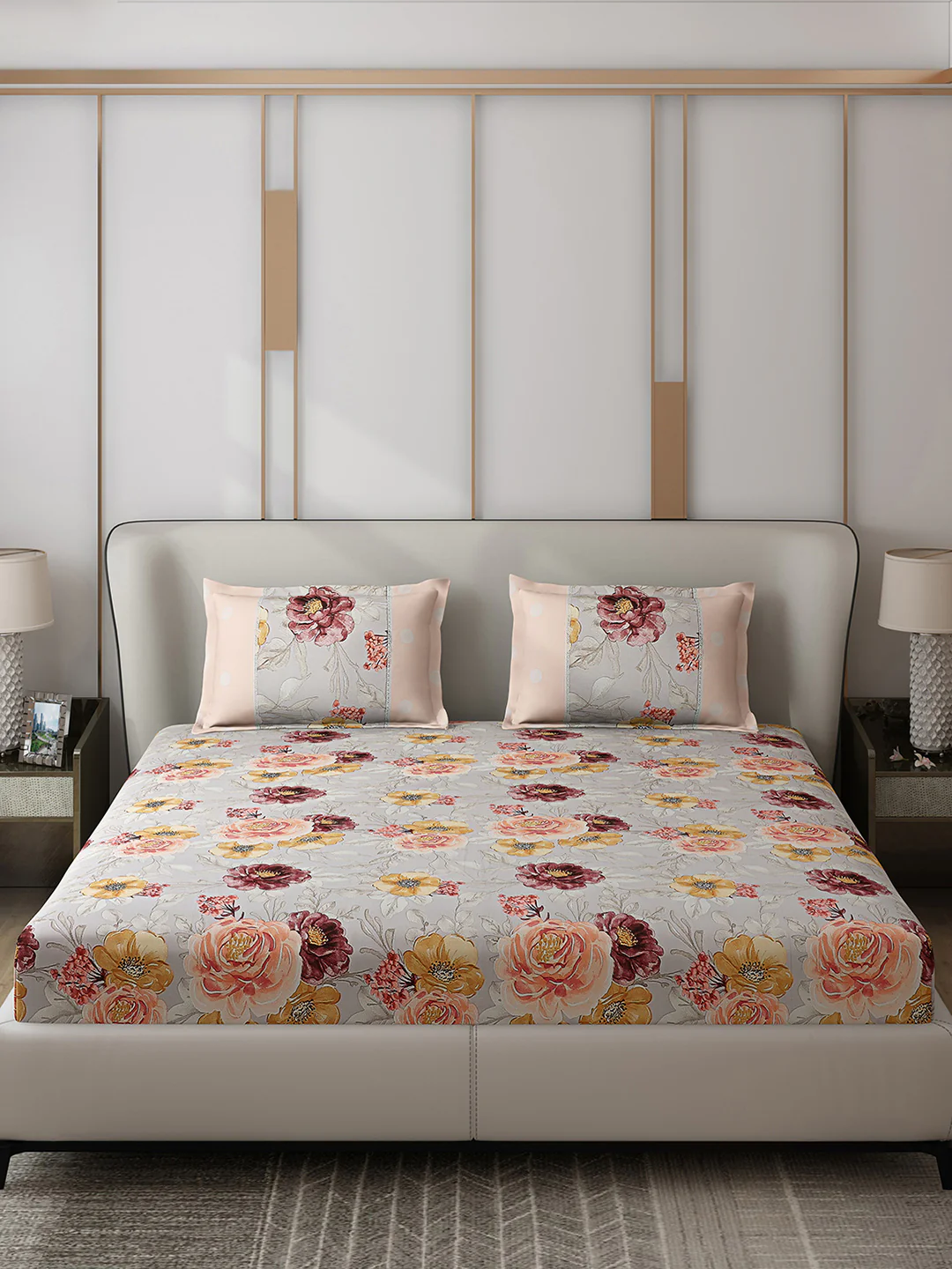 130 GSM Polyester Double Bed 1 Bedsheet with 2 Pillow Covers (Vibrant) - Image 3