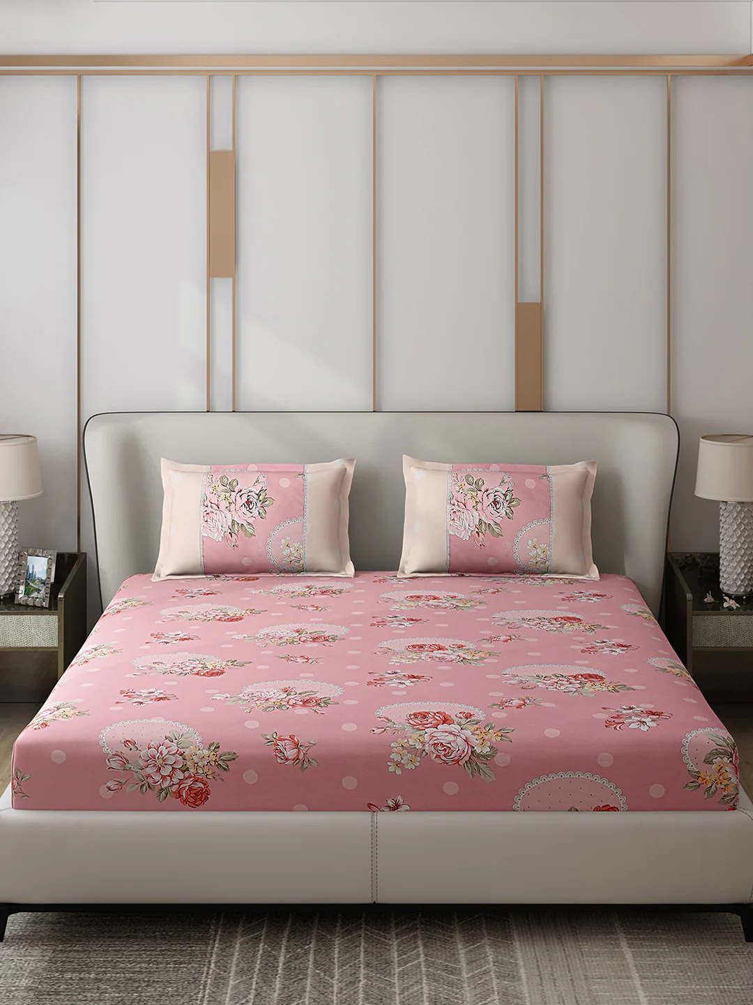 130 GSM Polyester Double Bed 1 Bedsheet with 2 Pillow Covers (Vibrant) - Image 3