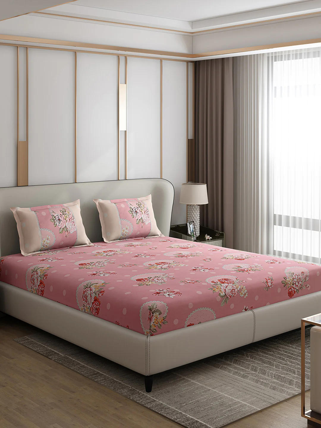 130 GSM Polyester Double Bed 1 Bedsheet with 2 Pillow Covers (Vibrant) - Image 4