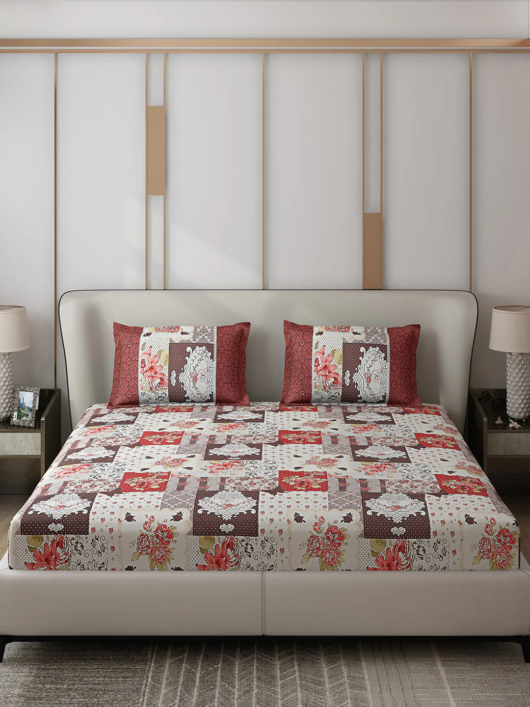 130 GSM Polyester Double Bed 1 Bedsheet with 2 Pillow Covers (Vibrant) - Image 3