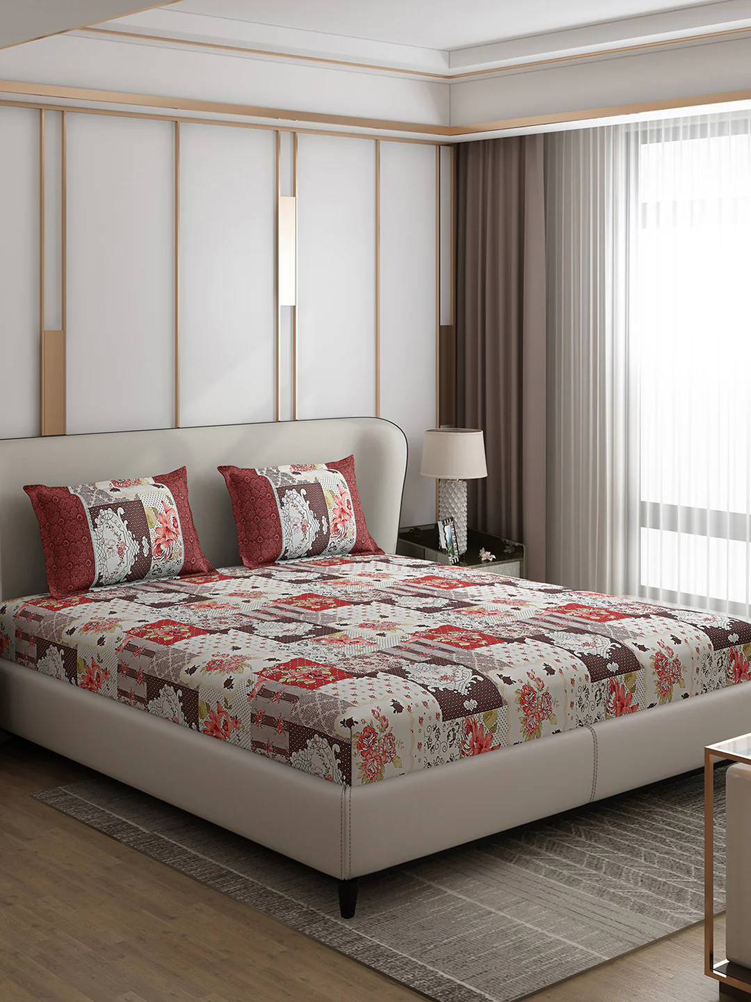 130 GSM Polyester Double Bed 1 Bedsheet with 2 Pillow Covers (Vibrant) - Image 4