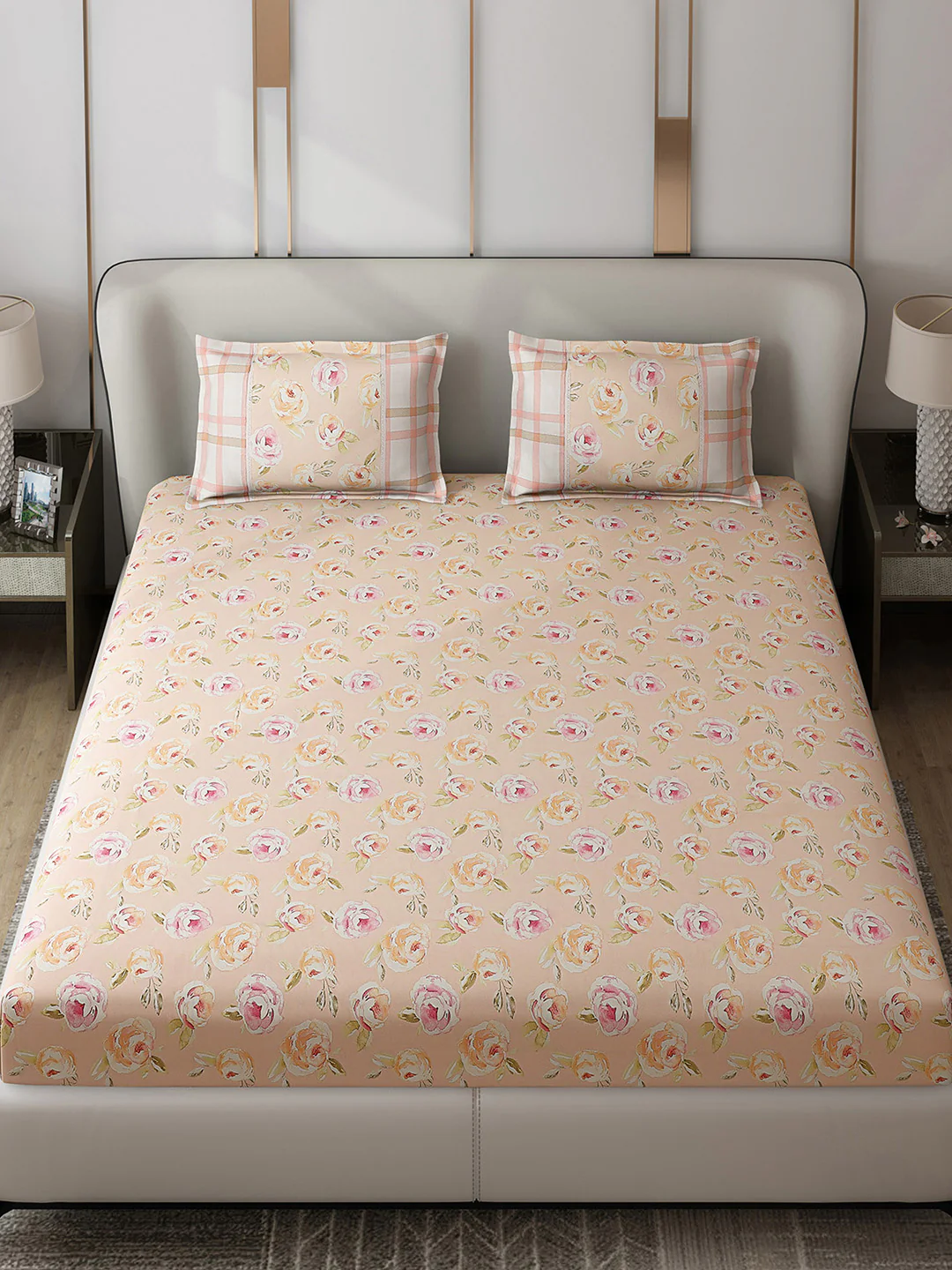 130 GSM Polyester Double Bed 1 Bedsheet with 2 Pillow Covers (Vibrant) - Image 2