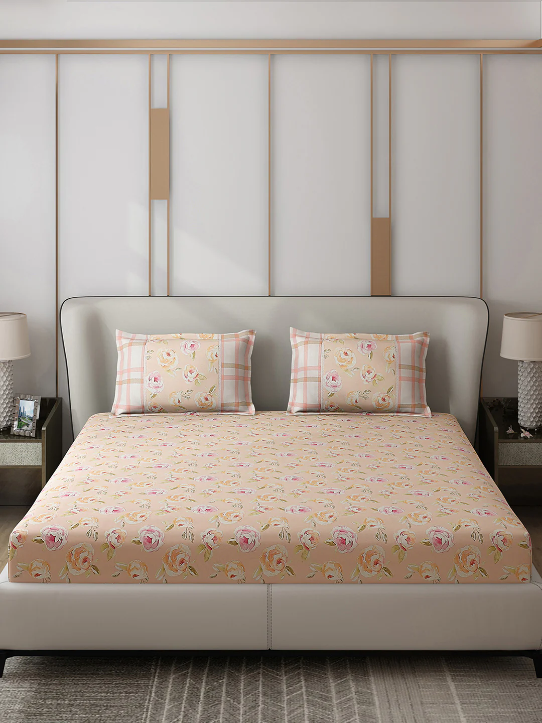 130 GSM Polyester Double Bed 1 Bedsheet with 2 Pillow Covers (Vibrant) - Image 3