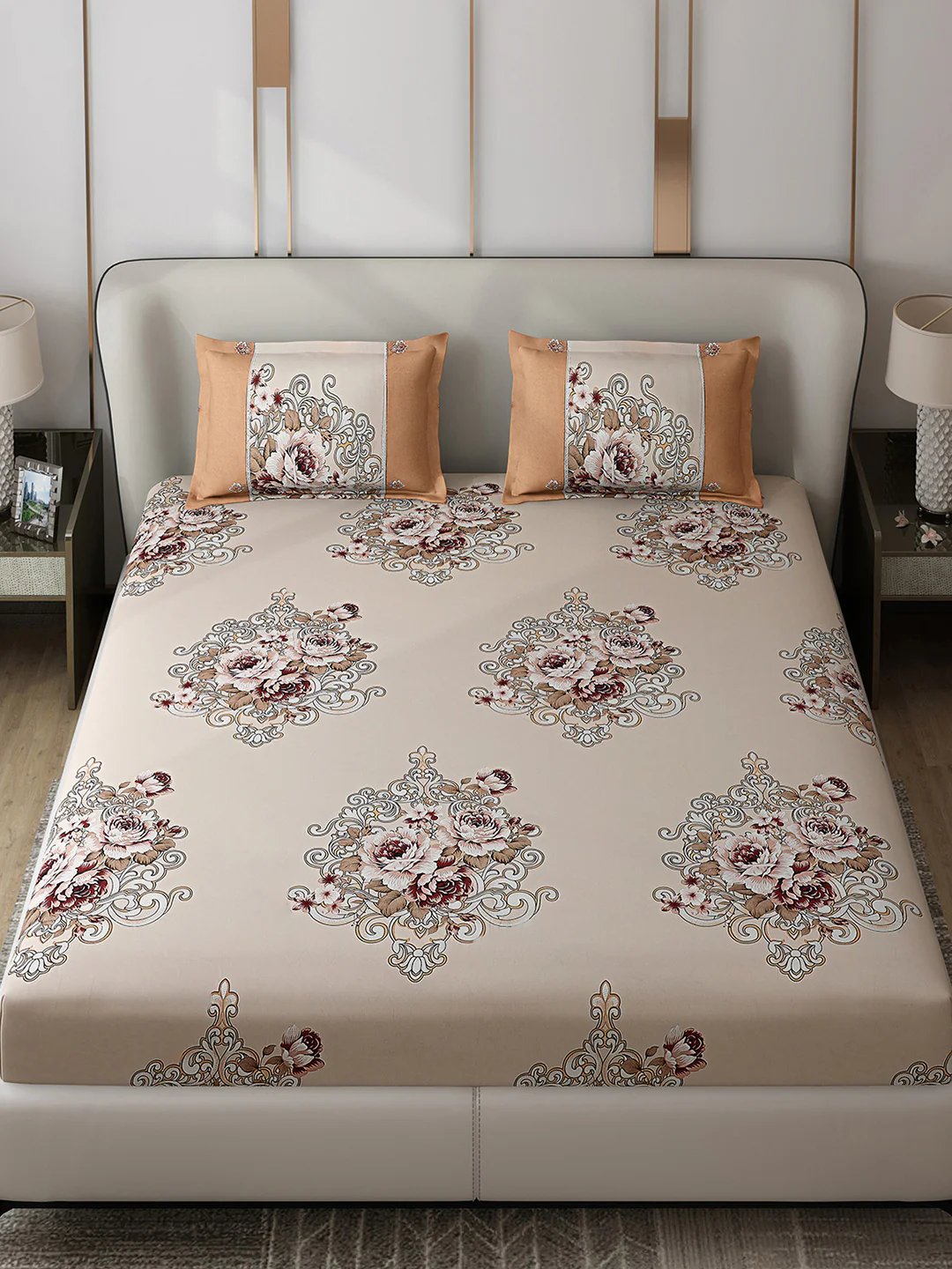 130 GSM Polyester Double Bed 1 Bedsheet with 2 Pillow Covers (Vibrant) - Image 2