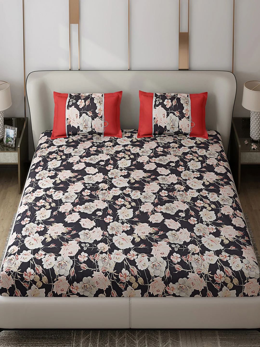 130 GSM Polyester Double Bed 1 Bedsheet with 2 Pillow Covers (Vibrant) - Image 2