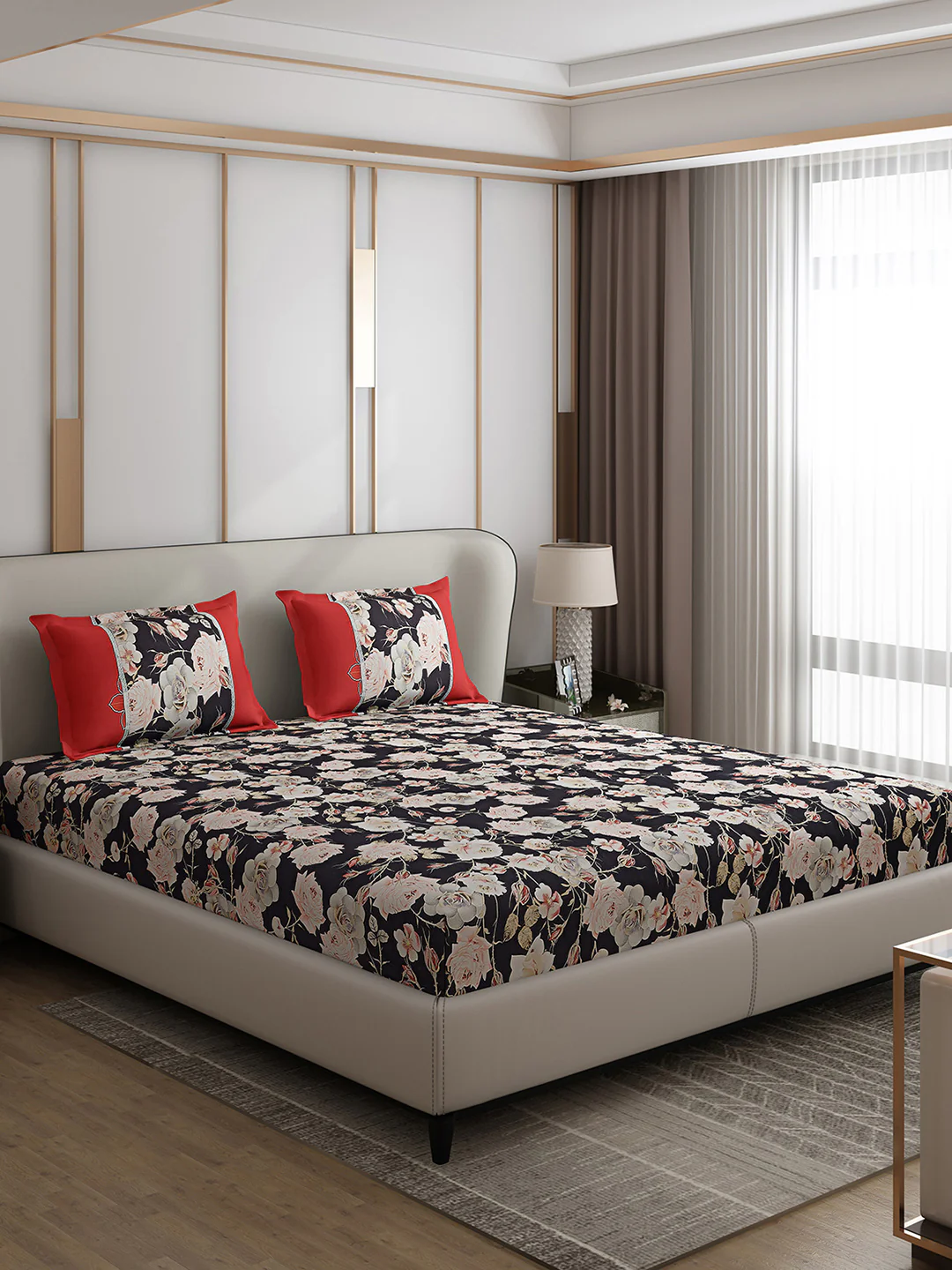 130 GSM Polyester Double Bed 1 Bedsheet with 2 Pillow Covers (Vibrant) - Image 4