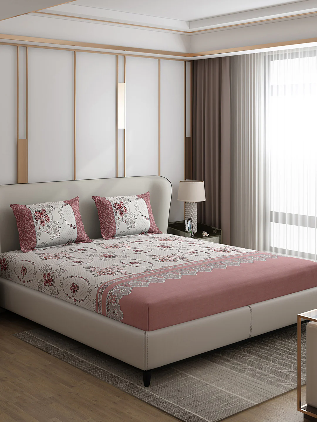 130 GSM Polyester Double Bed 1 Bedsheet with 2 Pillow Covers (Vibrant) - Image 4