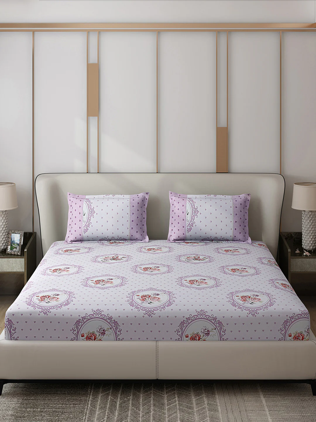 130 GSM Polyester Double Bed 1 Bedsheet with 2 Pillow Covers (Vibrant) - Image 3