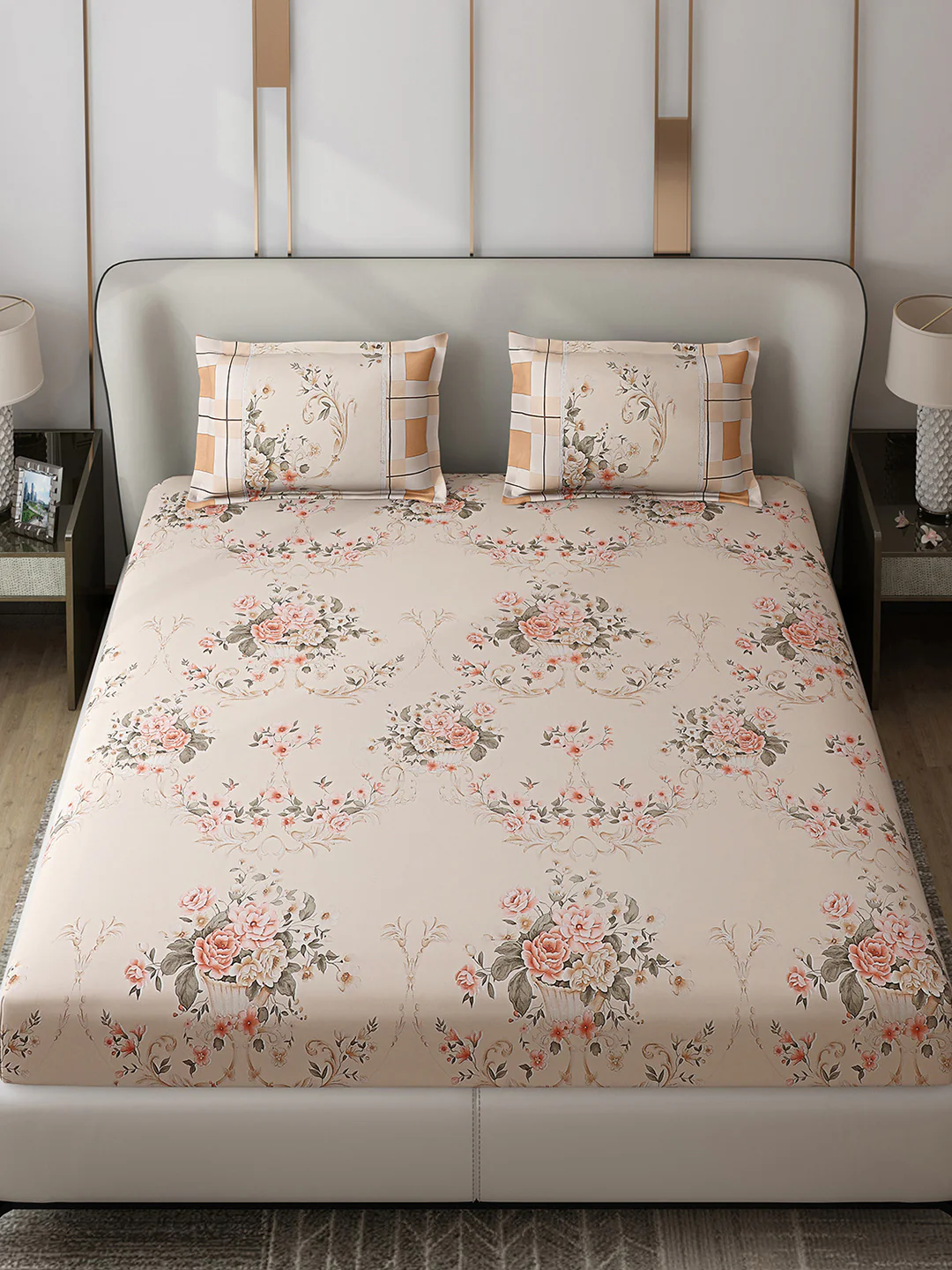 130 GSM Polyester Double Bed 1 Bedsheet with 2 Pillow Covers (Vibrant) - Image 2