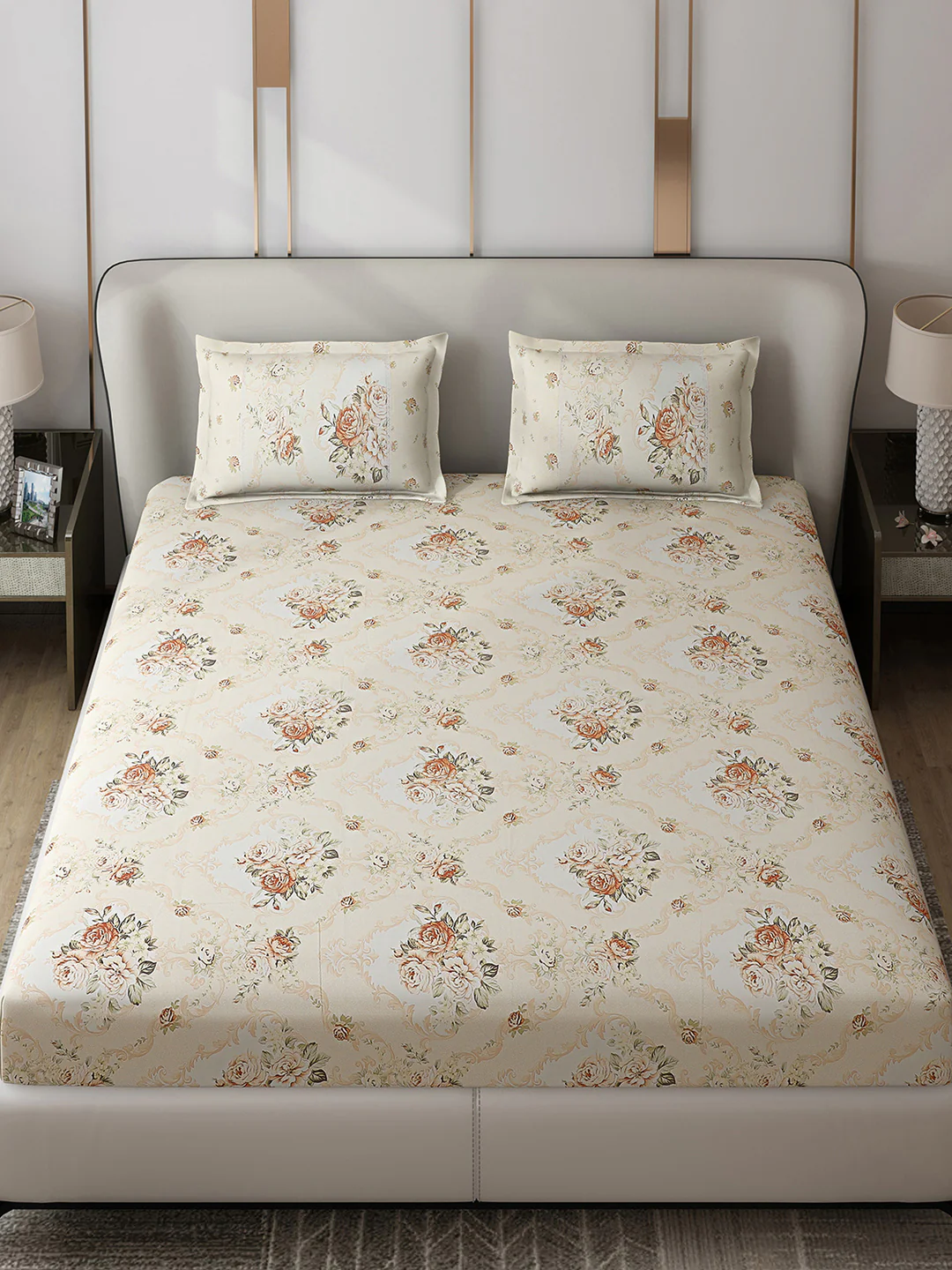 130 GSM Polyester Double Bed 1 Bedsheet with 2 Pillow Covers (Vibrant) - Image 2
