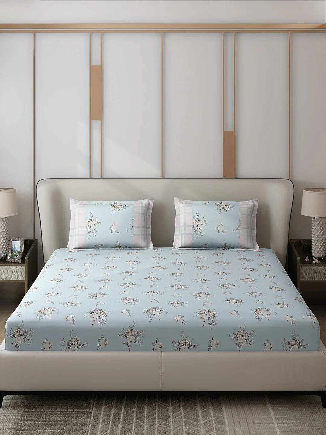 130 GSM Polyester Double Bed 1 Bedsheet with 2 Pillow Covers (Vibrant) - Image 3