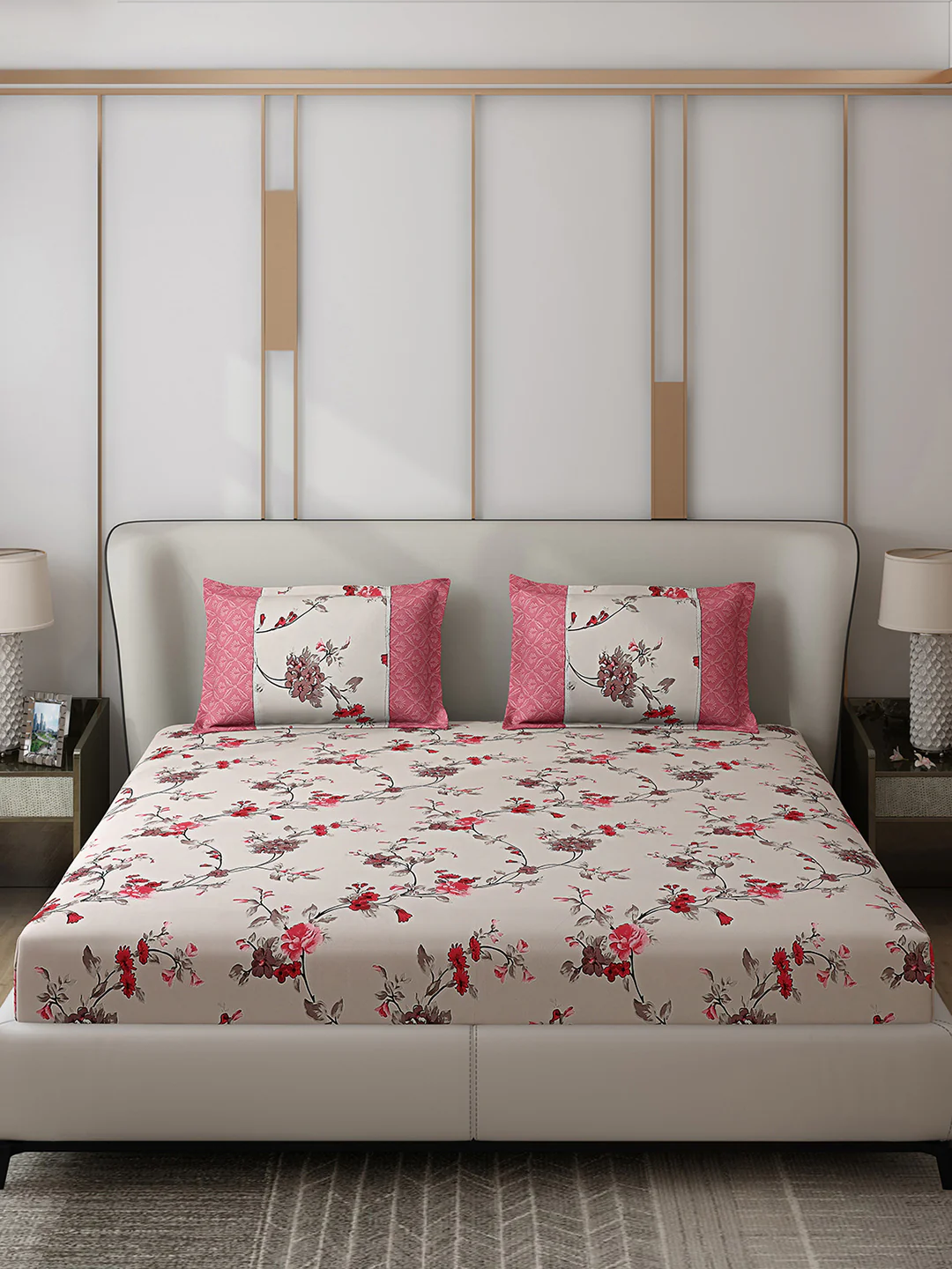 130 GSM Polyester Double Bed 1 Bedsheet with 2 Pillow Covers (Vibrant) - Image 3