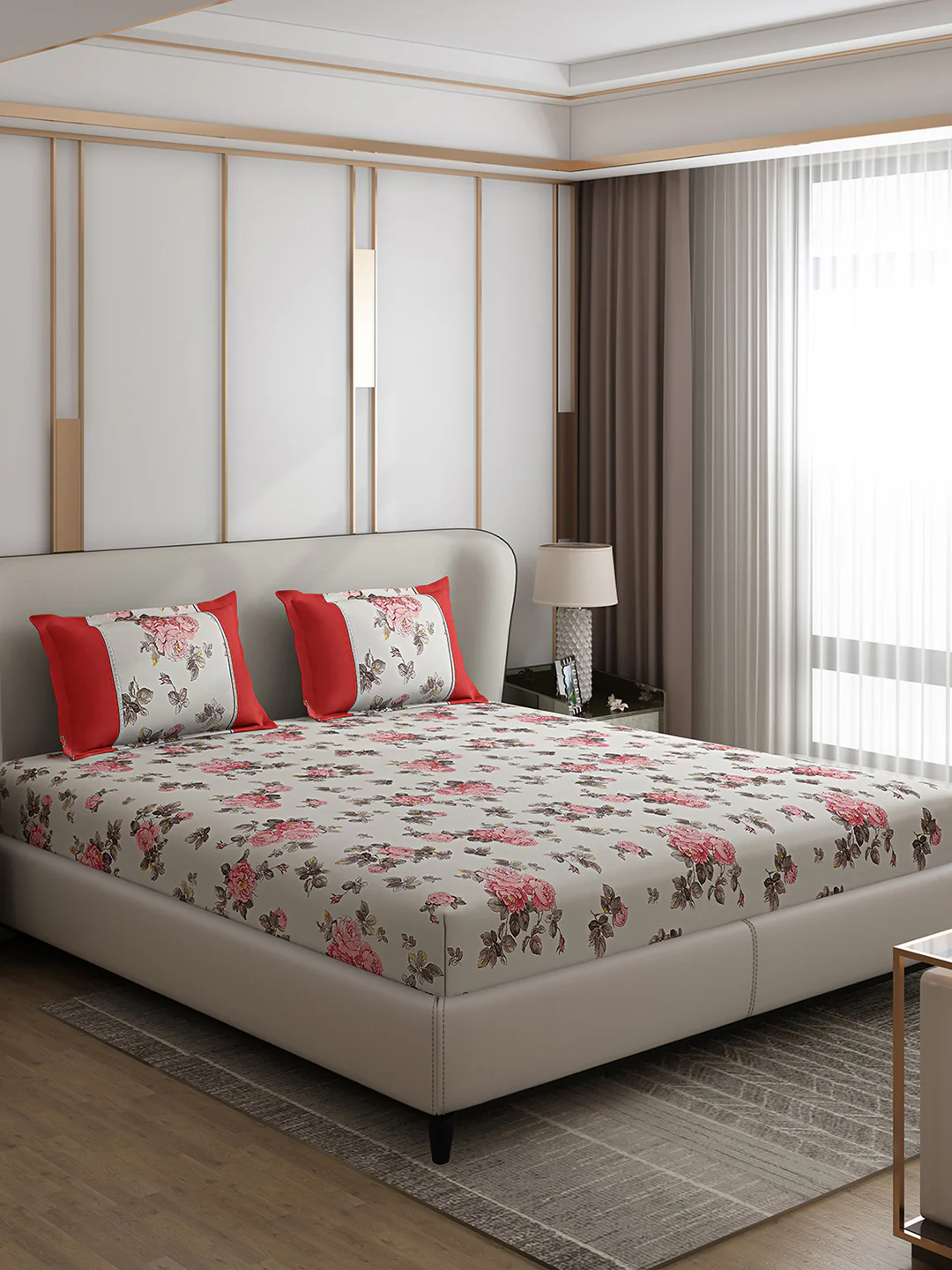 130 GSM Polyester Double Bed 1 Bedsheet with 2 Pillow Covers (Vibrant) - Image 4