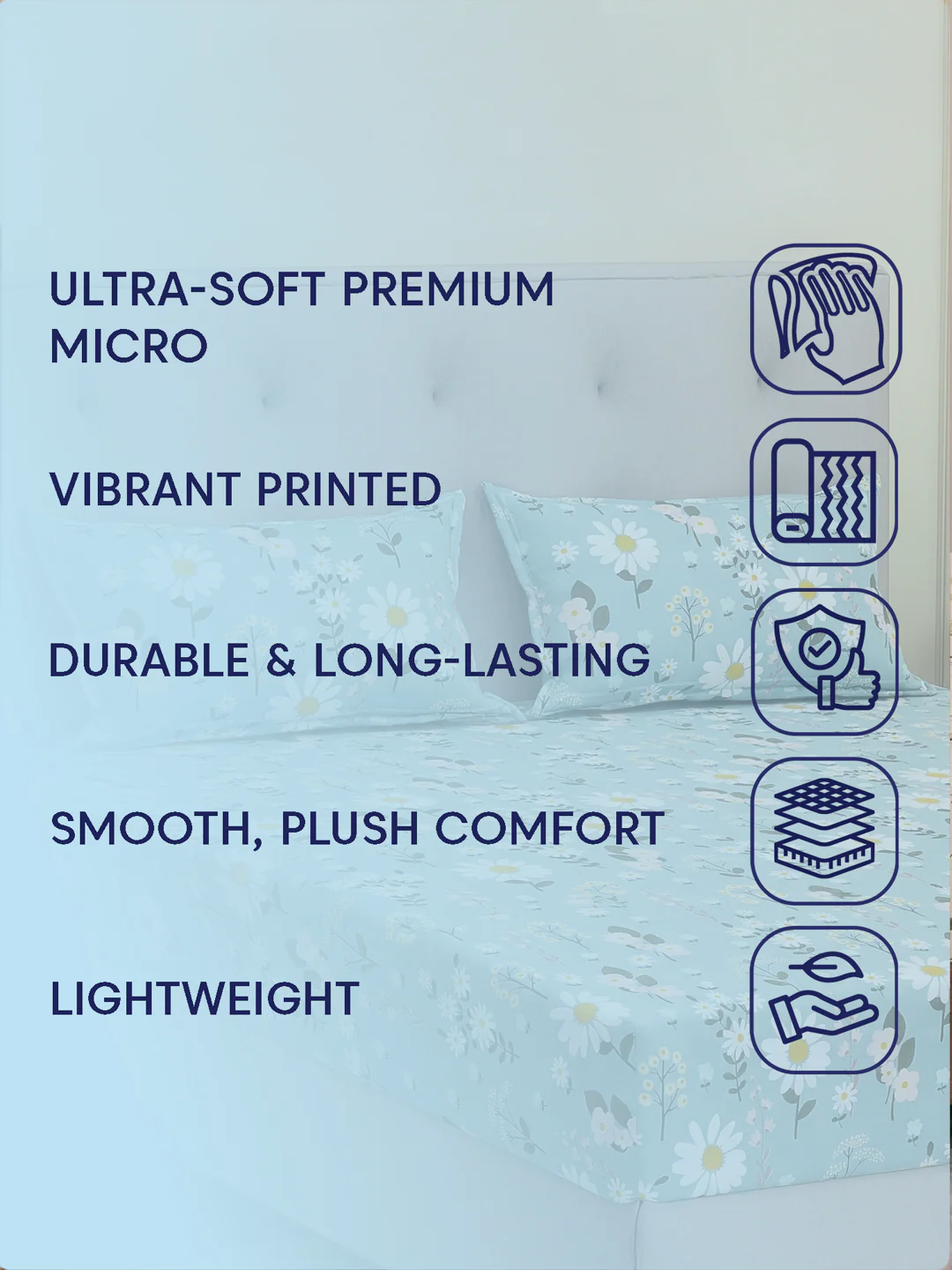 130 GSM Polyester Double Bed Bedsheet with 2 Pillow Covers Fashnik Collection - Image 9