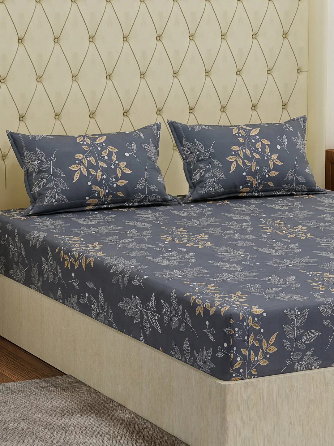 130 GSM Polyester Double Bed Bedsheet with 2 Pillow Covers Fashnik Collection