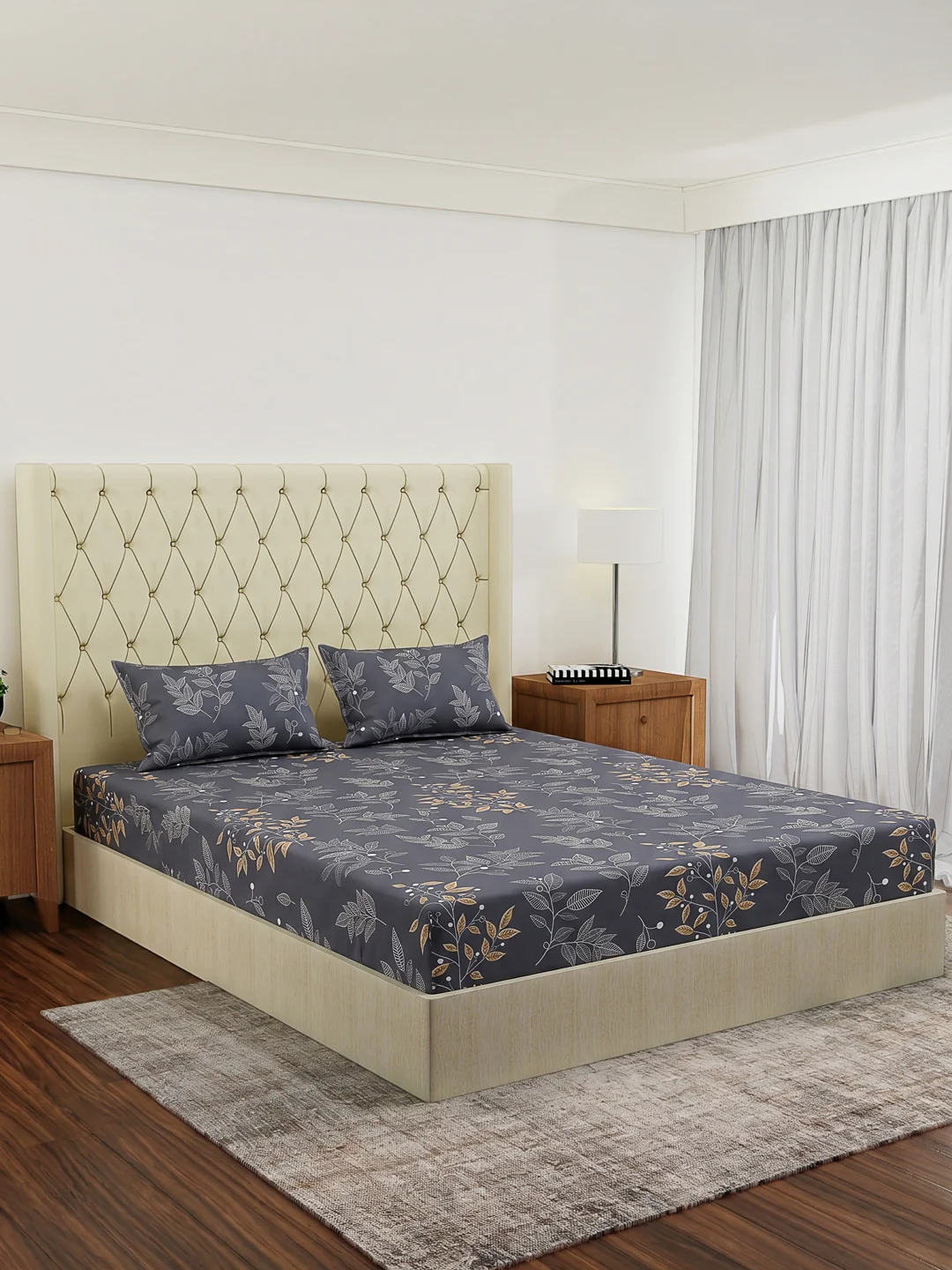 130 GSM Polyester Double Bed Bedsheet with 2 Pillow Covers Fashnik Collection - Image 2