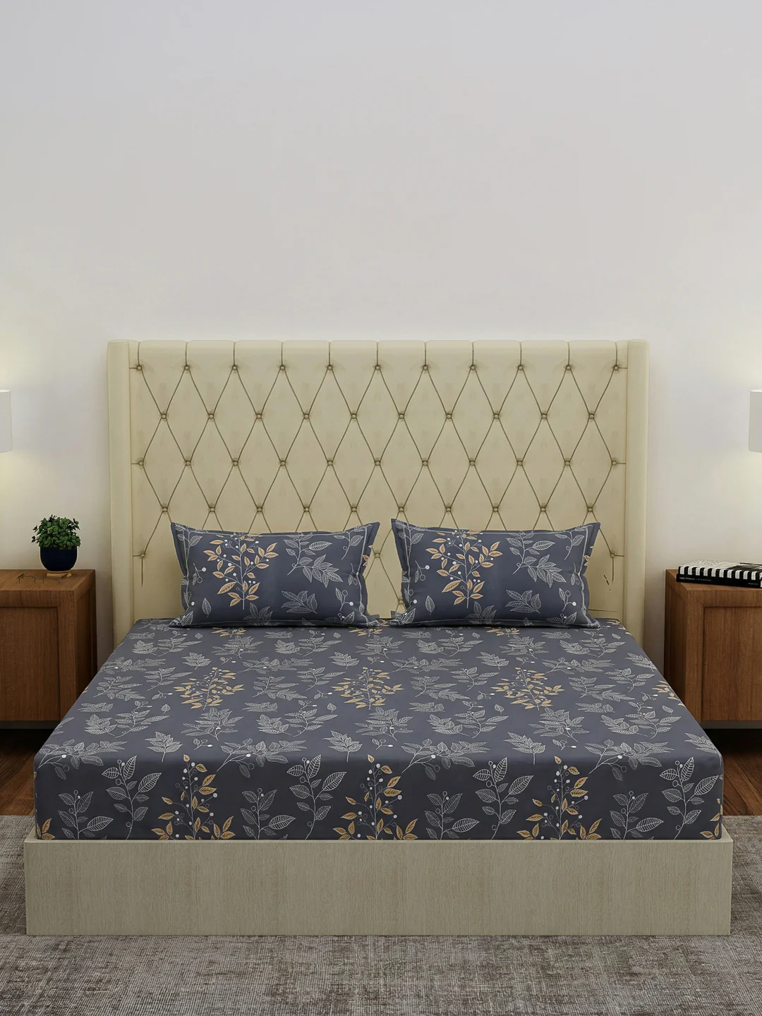 130 GSM Polyester Double Bed Bedsheet with 2 Pillow Covers Fashnik Collection - Image 3