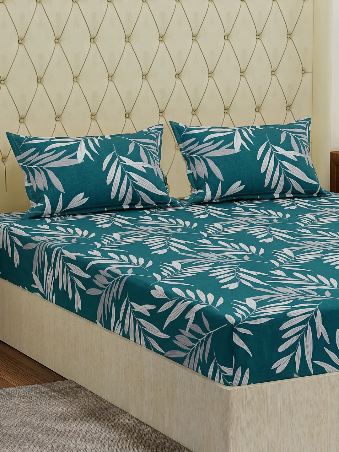 130 GSM Polyester Double Bed Bedsheet with 2 Pillow Covers Fashnik Collection
