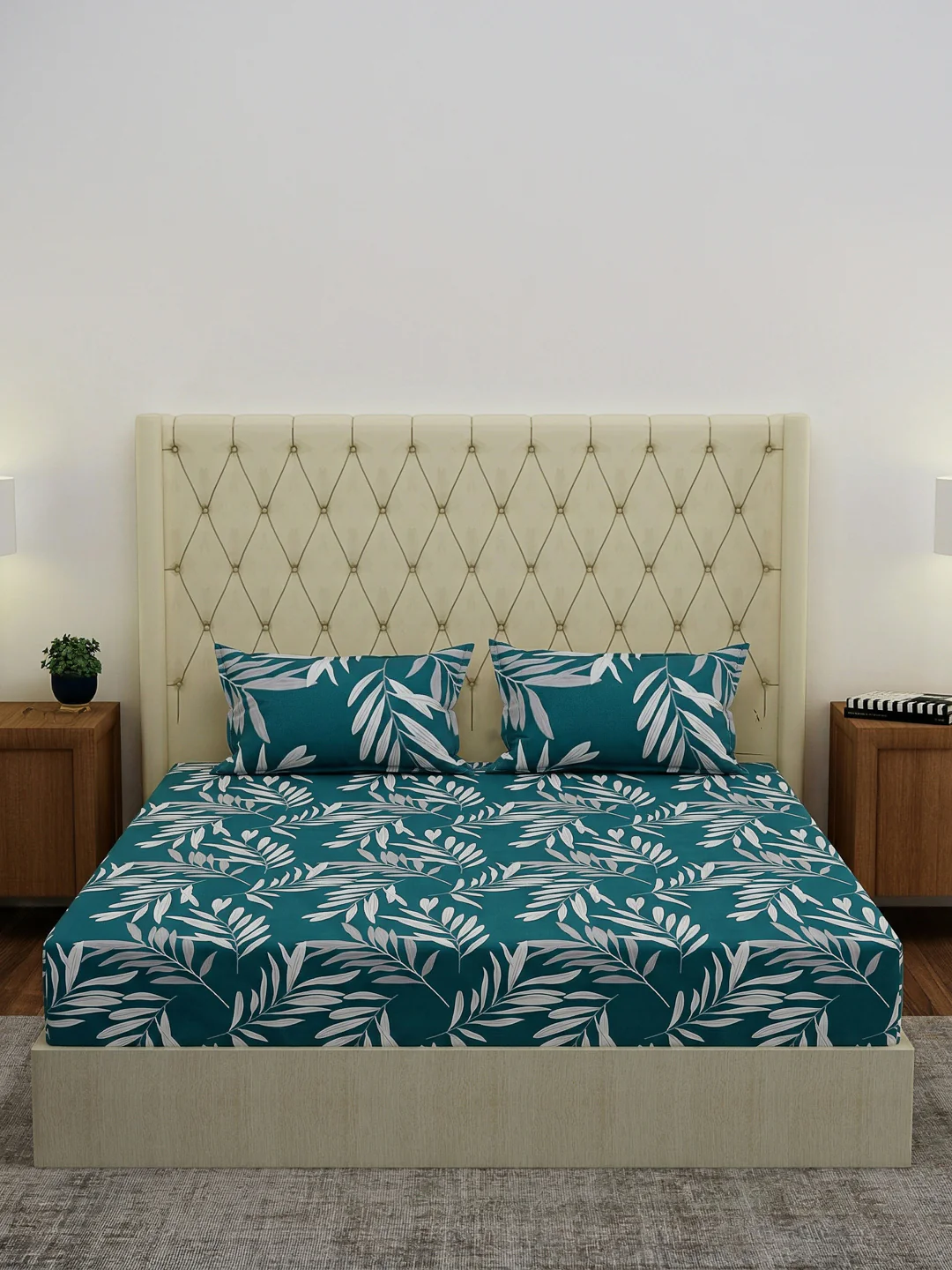 130 GSM Polyester Double Bed Bedsheet with 2 Pillow Covers Fashnik Collection - Image 3