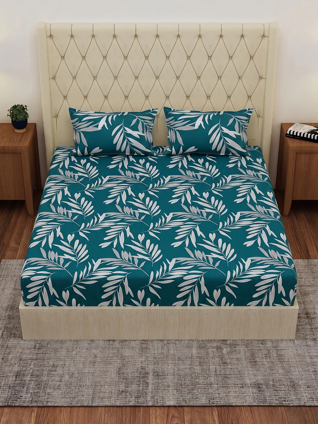 130 GSM Polyester Double Bed Bedsheet with 2 Pillow Covers Fashnik Collection - Image 4