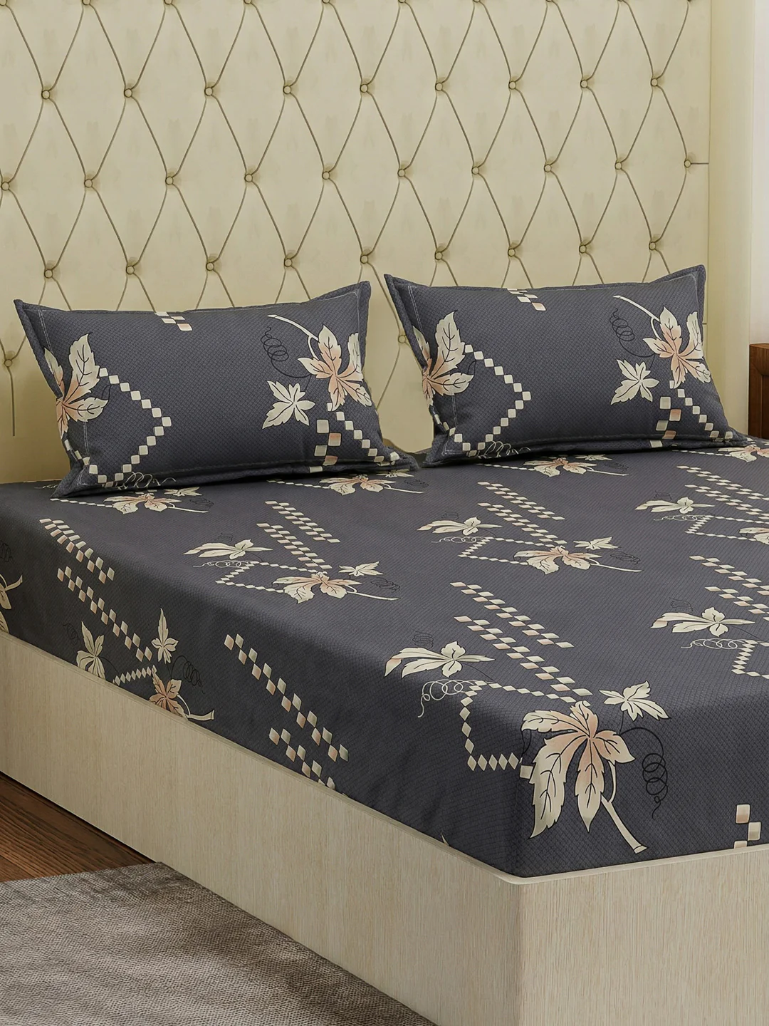 130 GSM Polyester Double Bed Bedsheet with 2 Pillow Covers Fashnik Collection