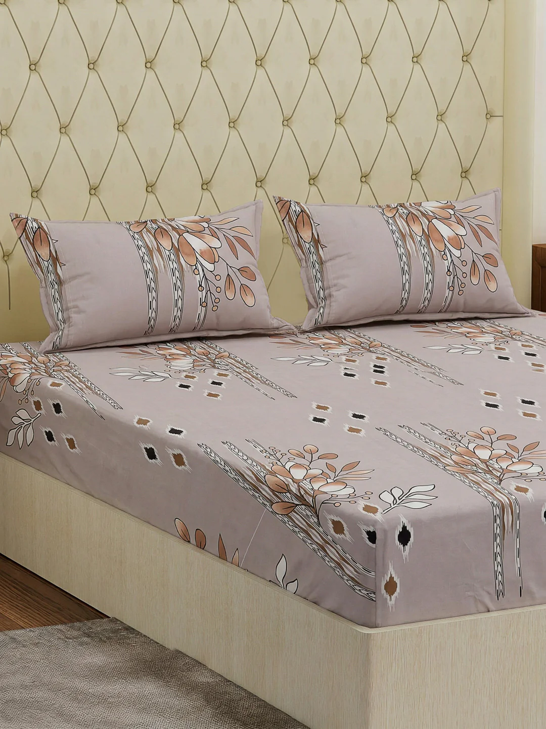 130 GSM Polyester Double Bed Bedsheet with 2 Pillow Covers Fashnik Collection