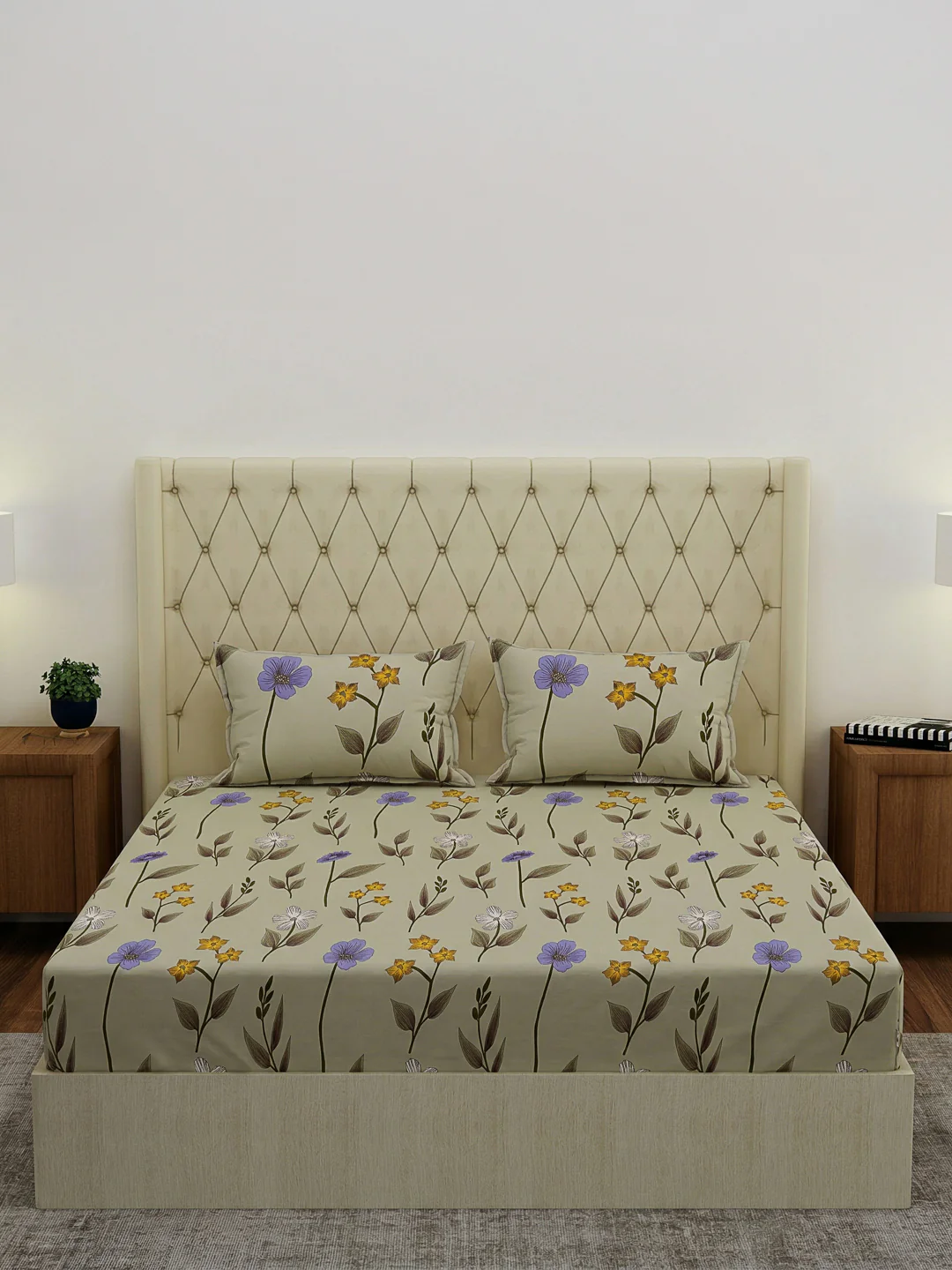 130 GSM Polyester Double Bed Bedsheet with 2 Pillow Covers Fashnik Collection - Image 3