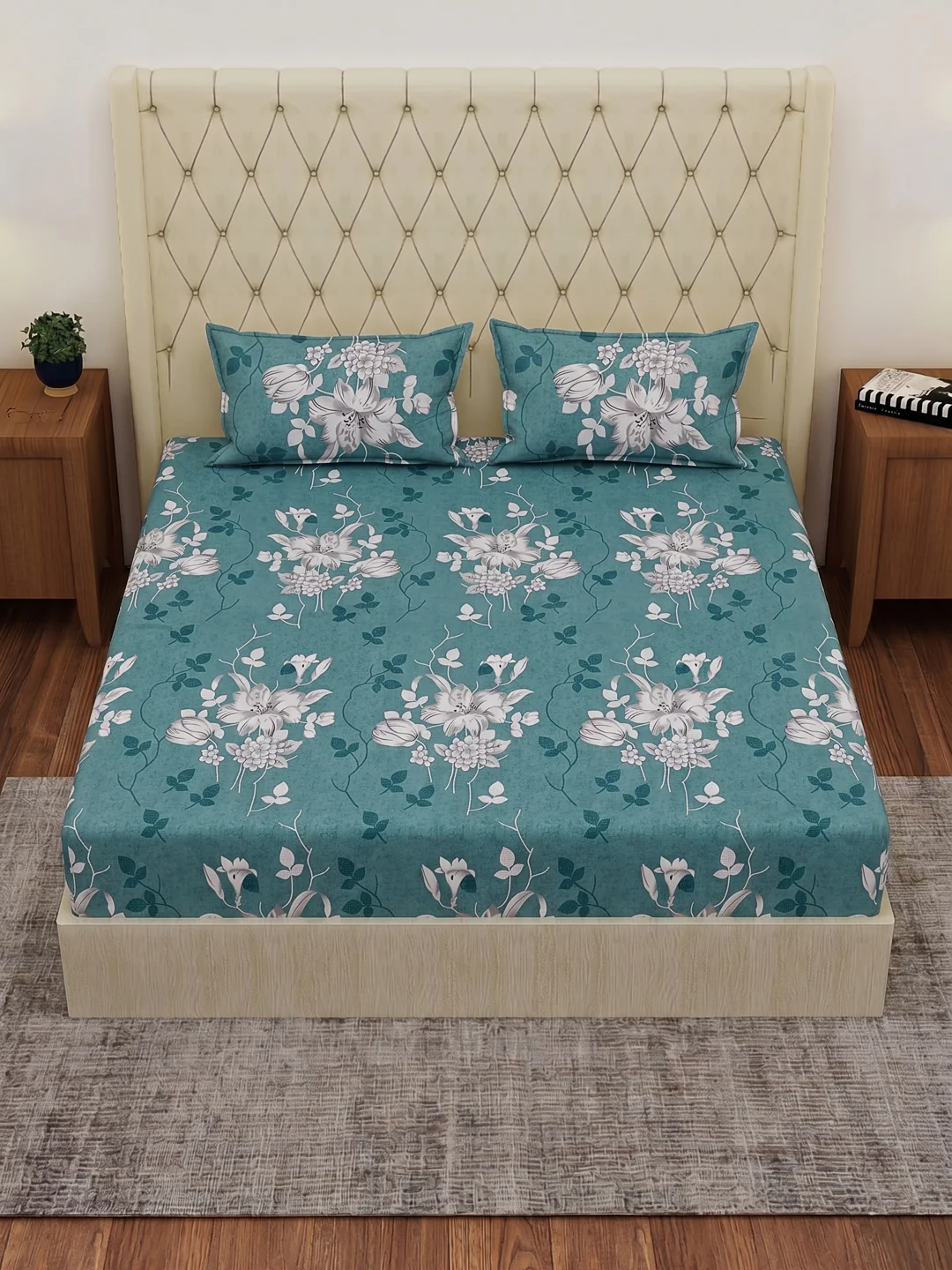 130 GSM Polyester Double Bed Bedsheet with 2 Pillow Covers Fashnik Collection - Image 4