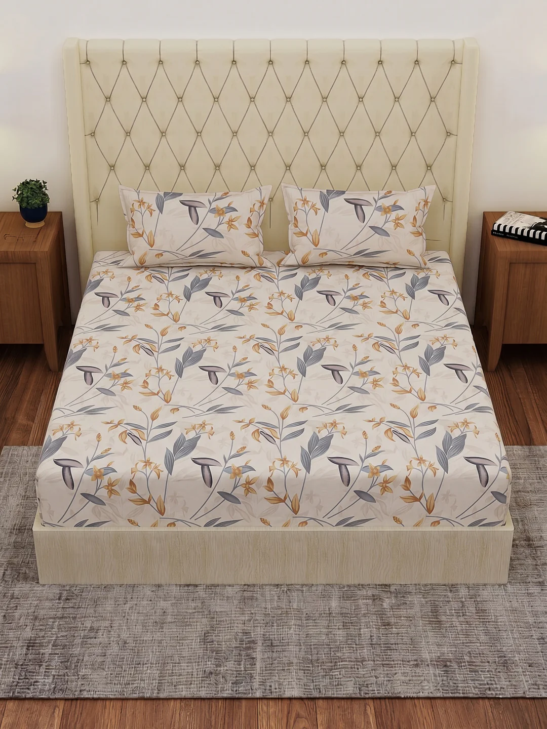 130 GSM Polyester Double Bed Bedsheet with 2 Pillow Covers Fashnik Collection - Image 4