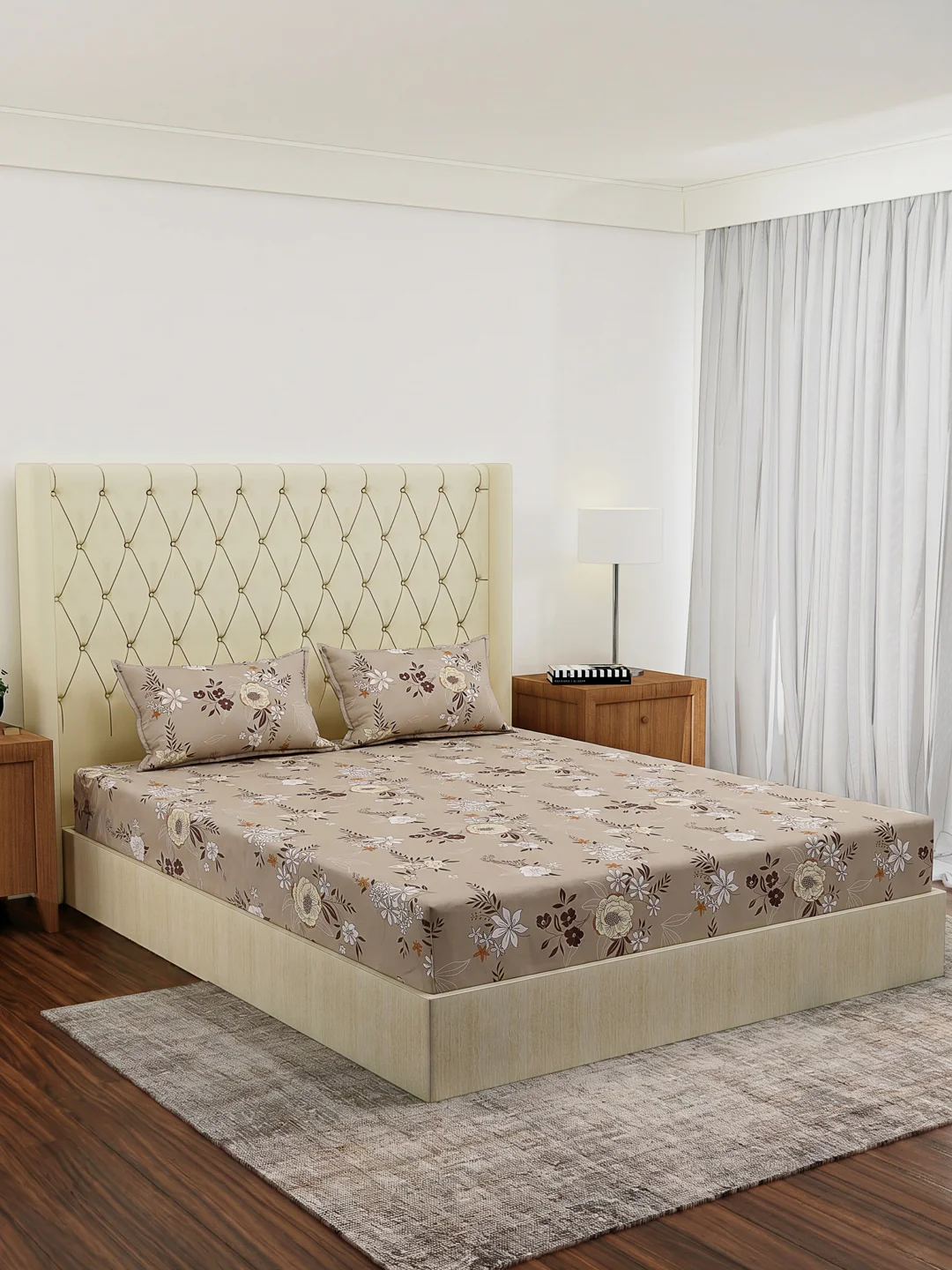 130 GSM Polyester Double Bed Bedsheet with 2 Pillow Covers Fashnik Collection - Image 2