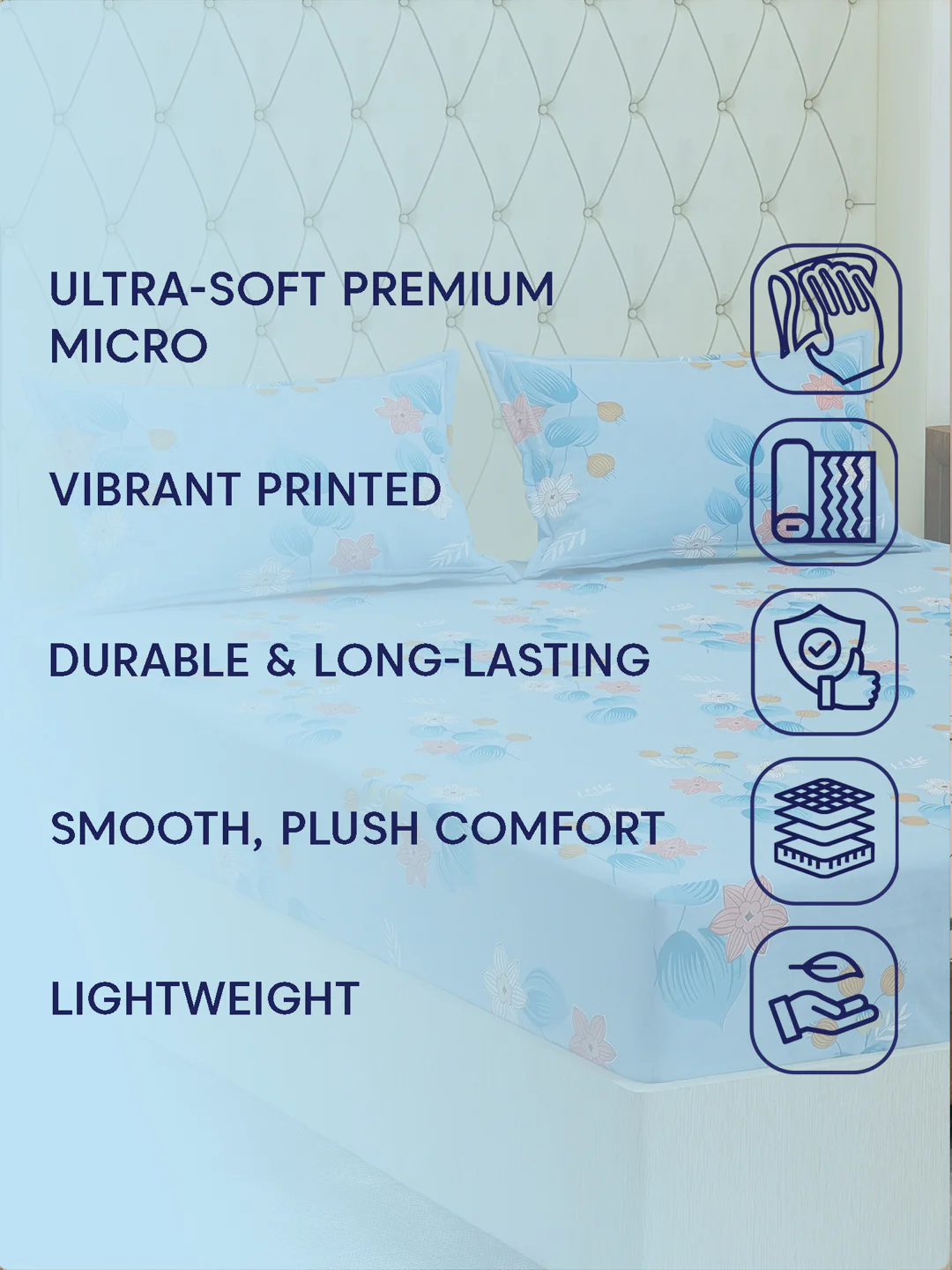 130 GSM Polyester Double Bed Bedsheet with 2 Pillow Covers Fashnik Collection - Image 9