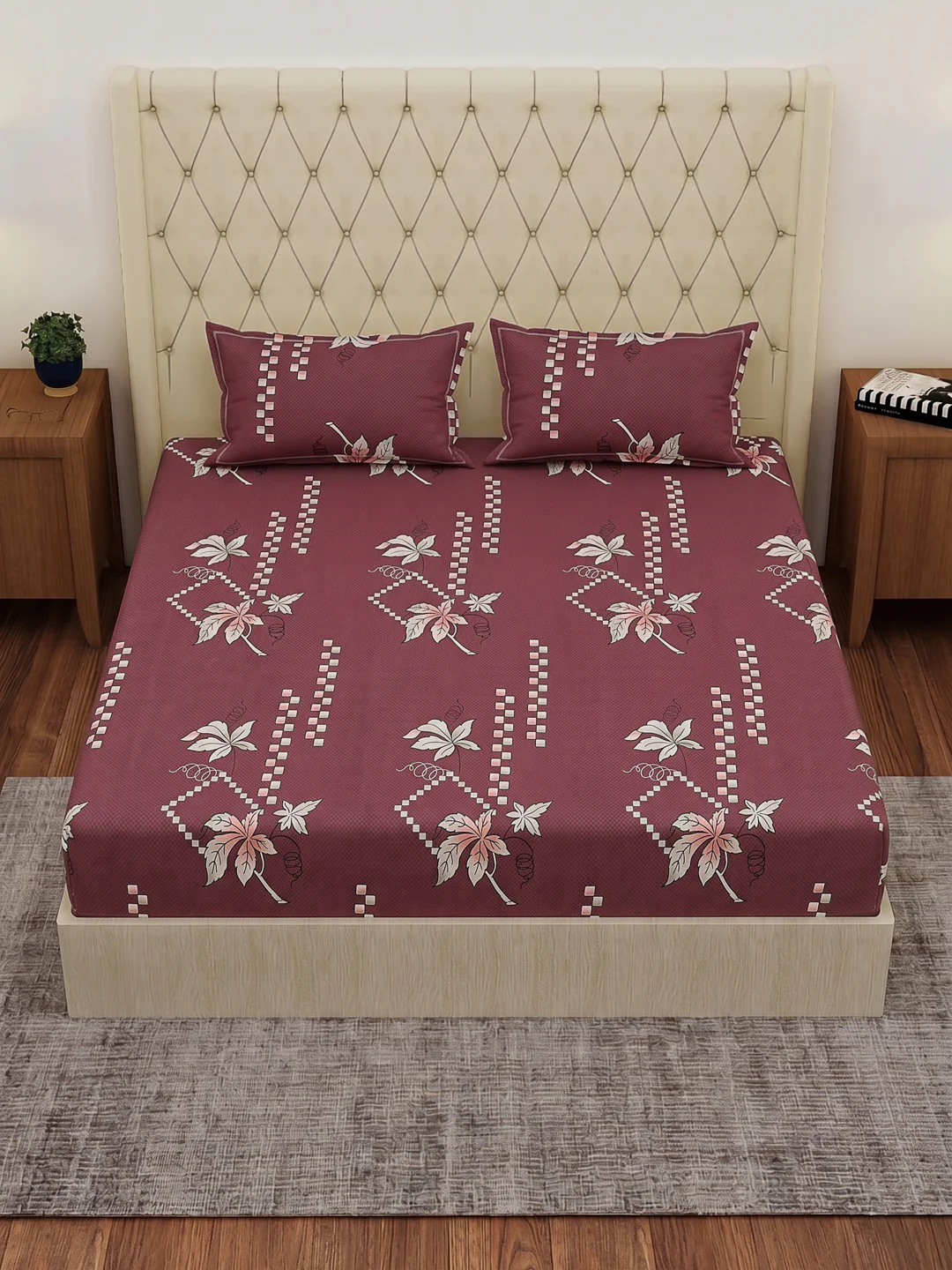 130 GSM Polyester Double Bed Bedsheet with 2 Pillow Covers Fashnik Collection - Image 4